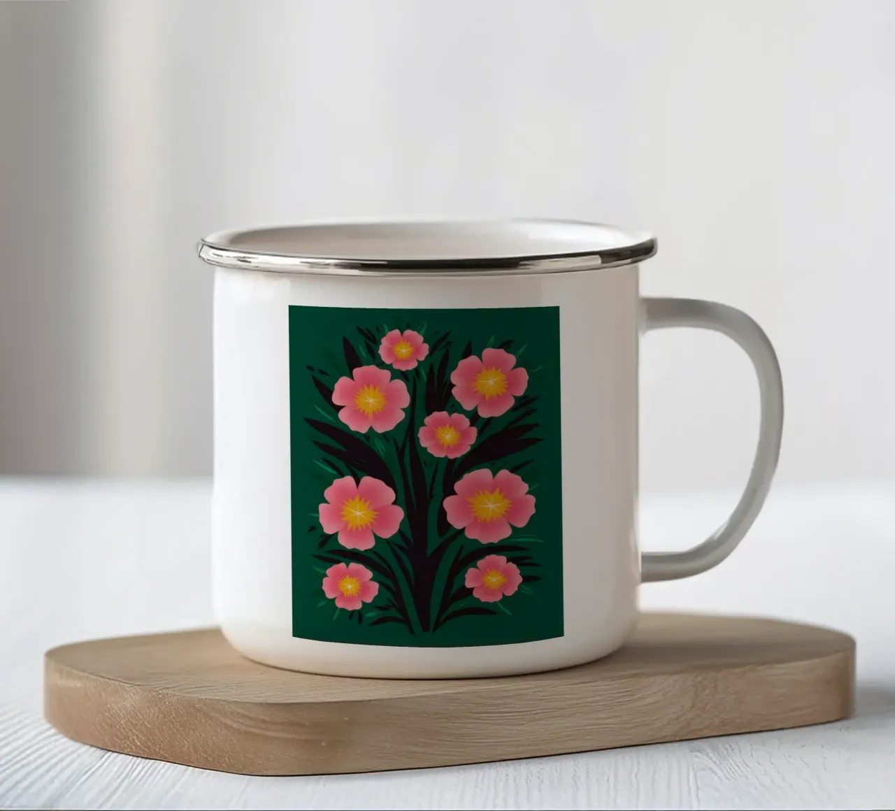 Un semplice giardino di cosmi tazza in smalto da Mythy Brush