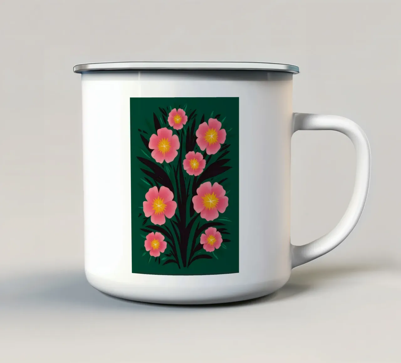 Un semplice giardino di cosmi tazza in smalto da Mythy Brush