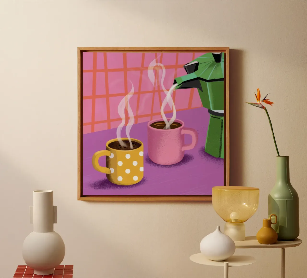 Steaming Moka for Two canvas by Mythy Brush