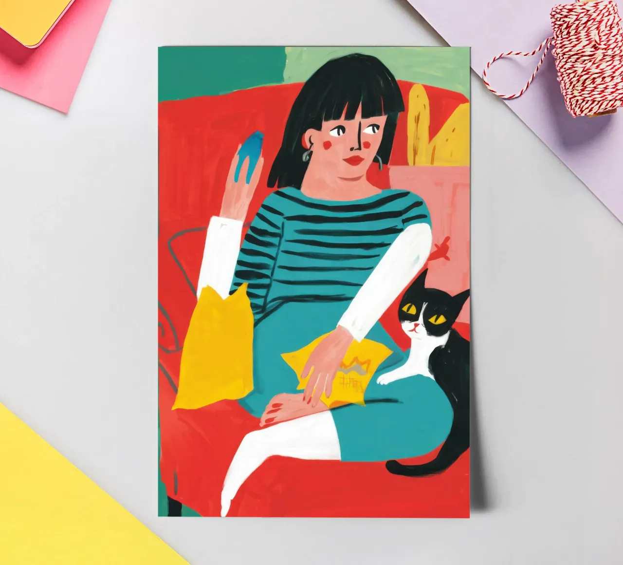 Relaxing with Cat sticker sheet by Flock Reverie