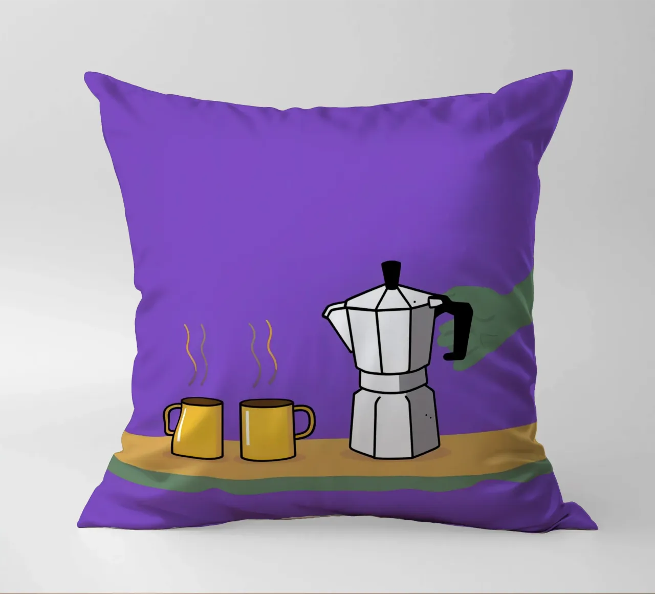 Caffè per due, viola cuscino da Ink Pulse