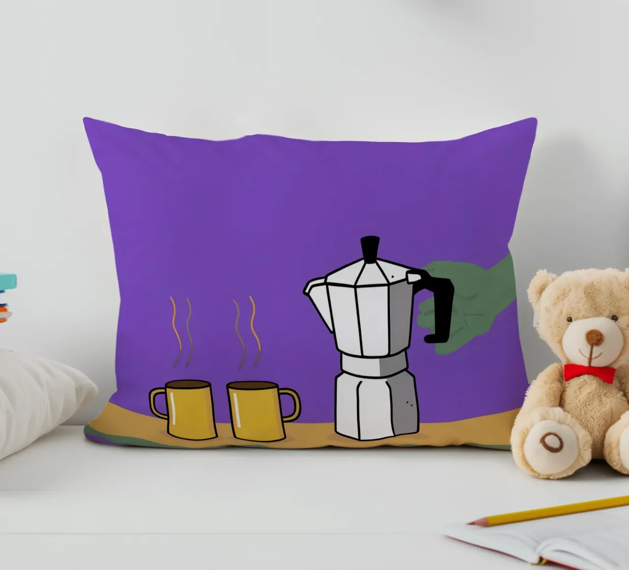 Caffè per due, viola cuscino da Ink Pulse