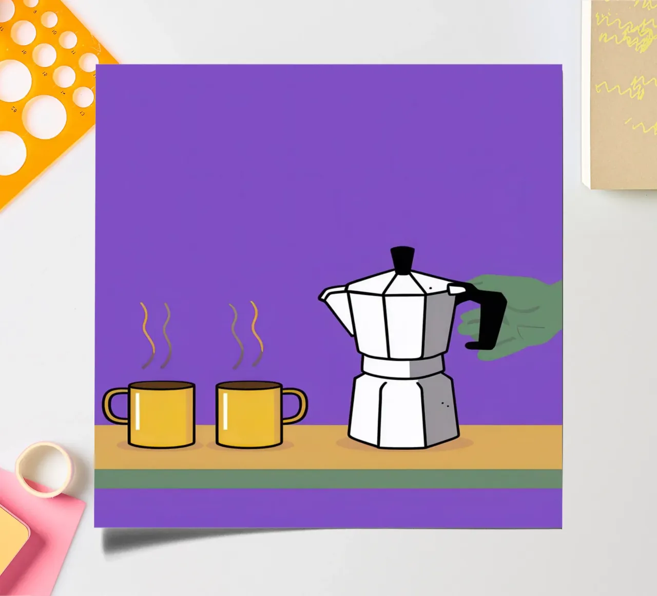Caffè per due, viola foglio adesivo da Ink Pulse