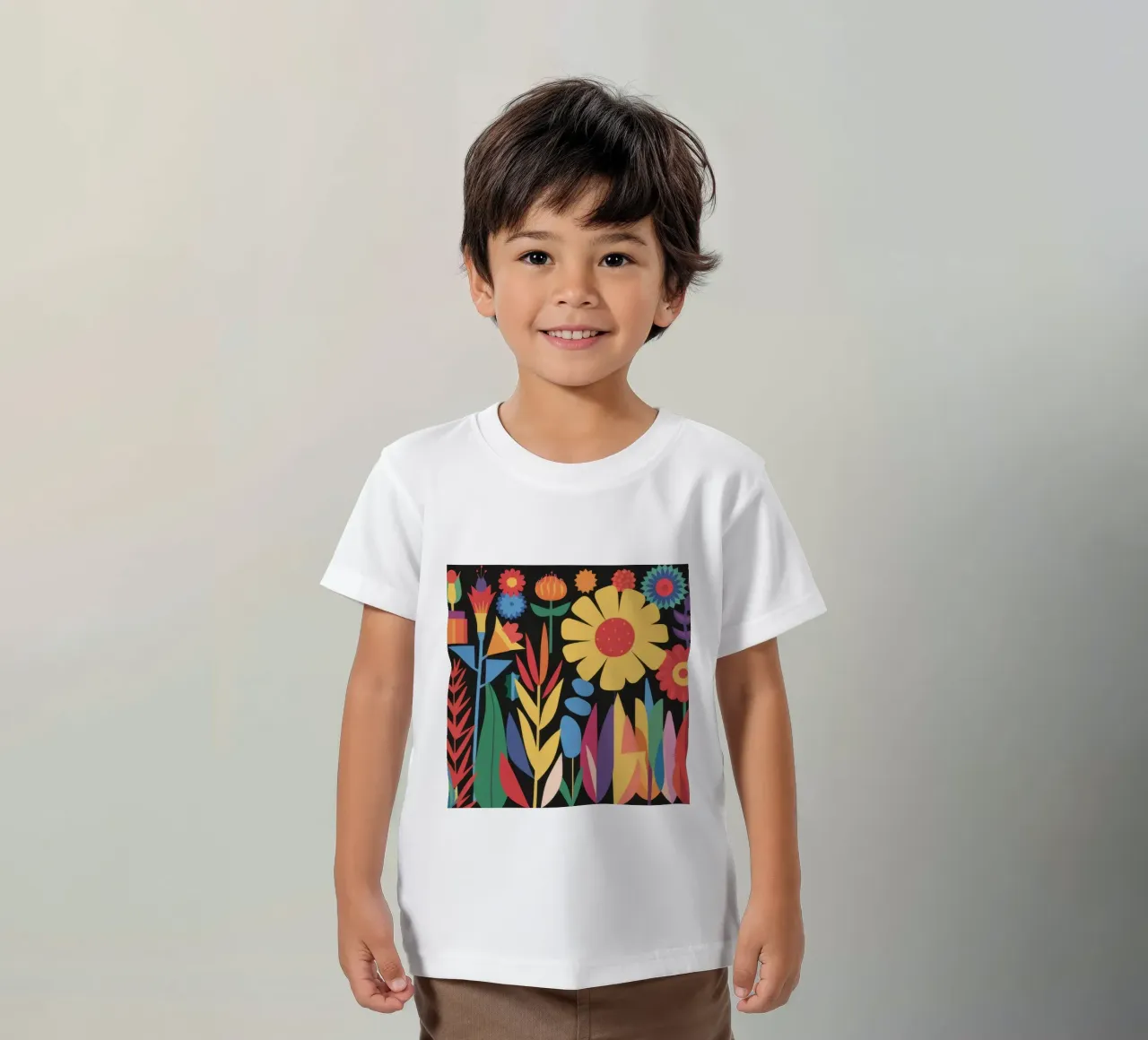 Folk Art Floral Fiesta kids t-shirt by Mythy Brush