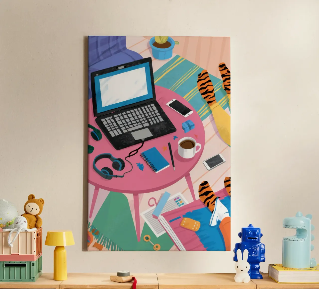 Creatieve bureauchaos canvas met Baklijst van Flock Reverie