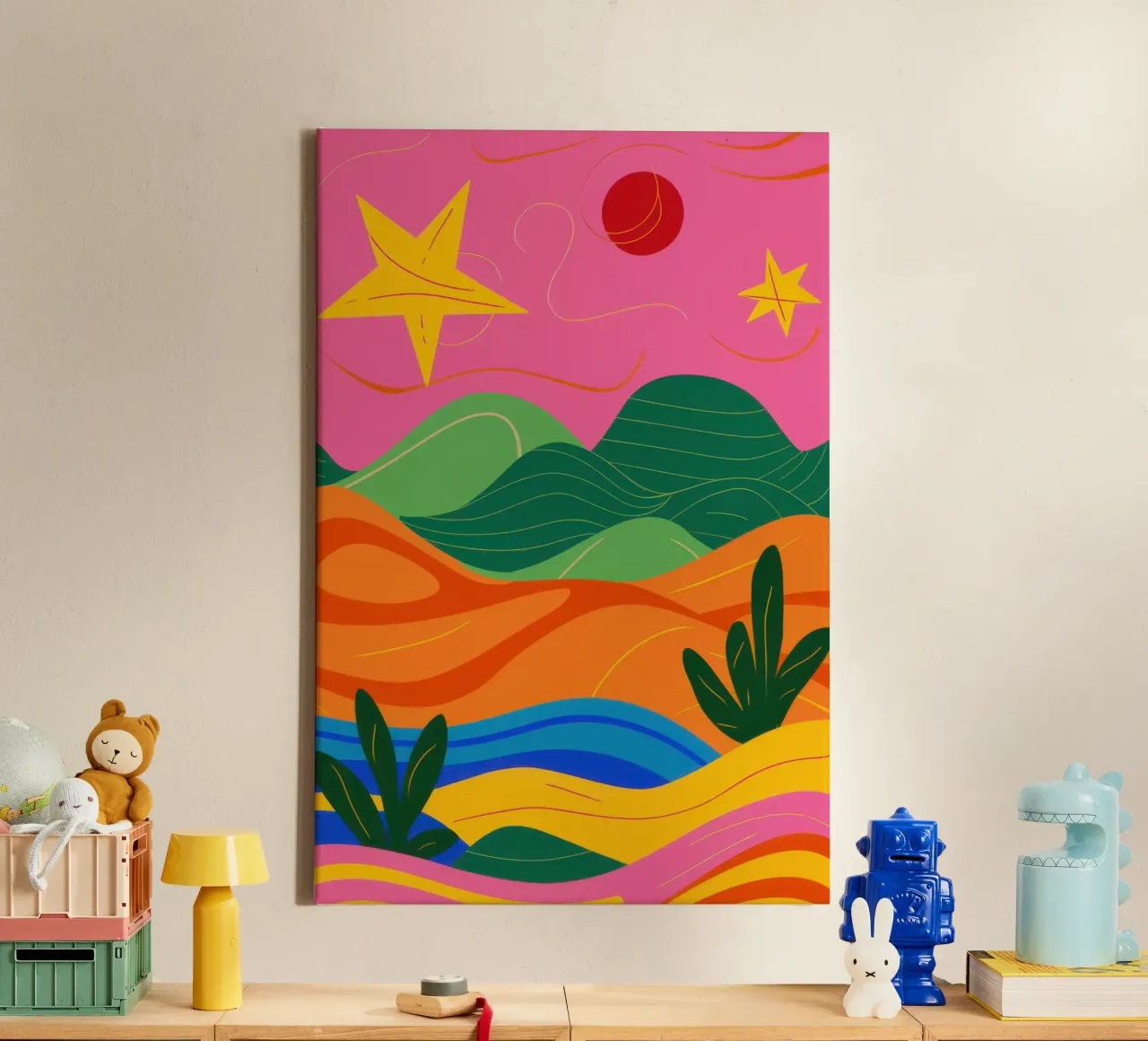 Hemelse Regenboog Droomlandschap canvas van Giant Foxs