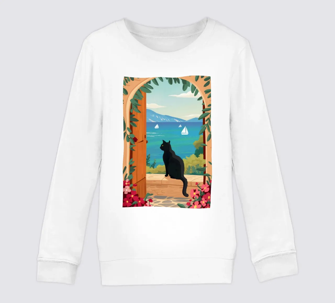 The Cat at the Archway kids sweatshirt by Ink Pulse