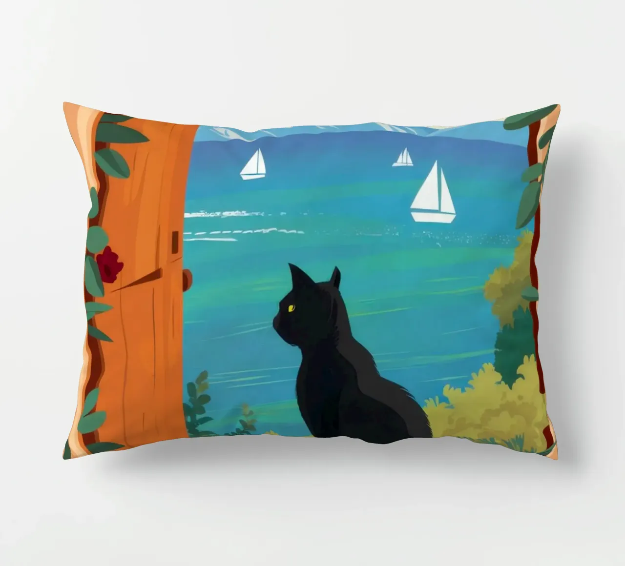 The Cat at the Archway decorative cushion by Ink Pulse