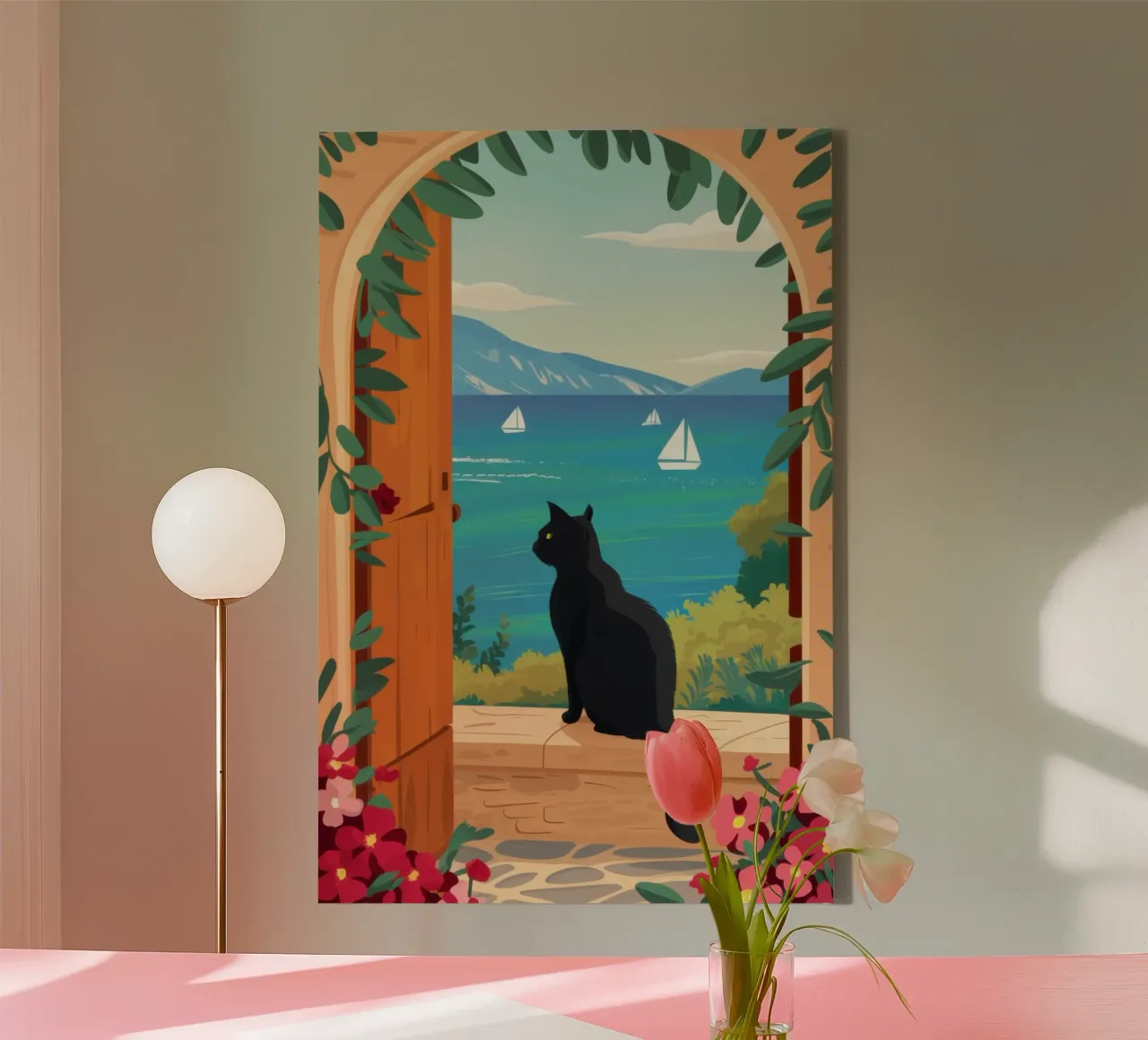 The Cat at the Archway canvas by Ink Pulse