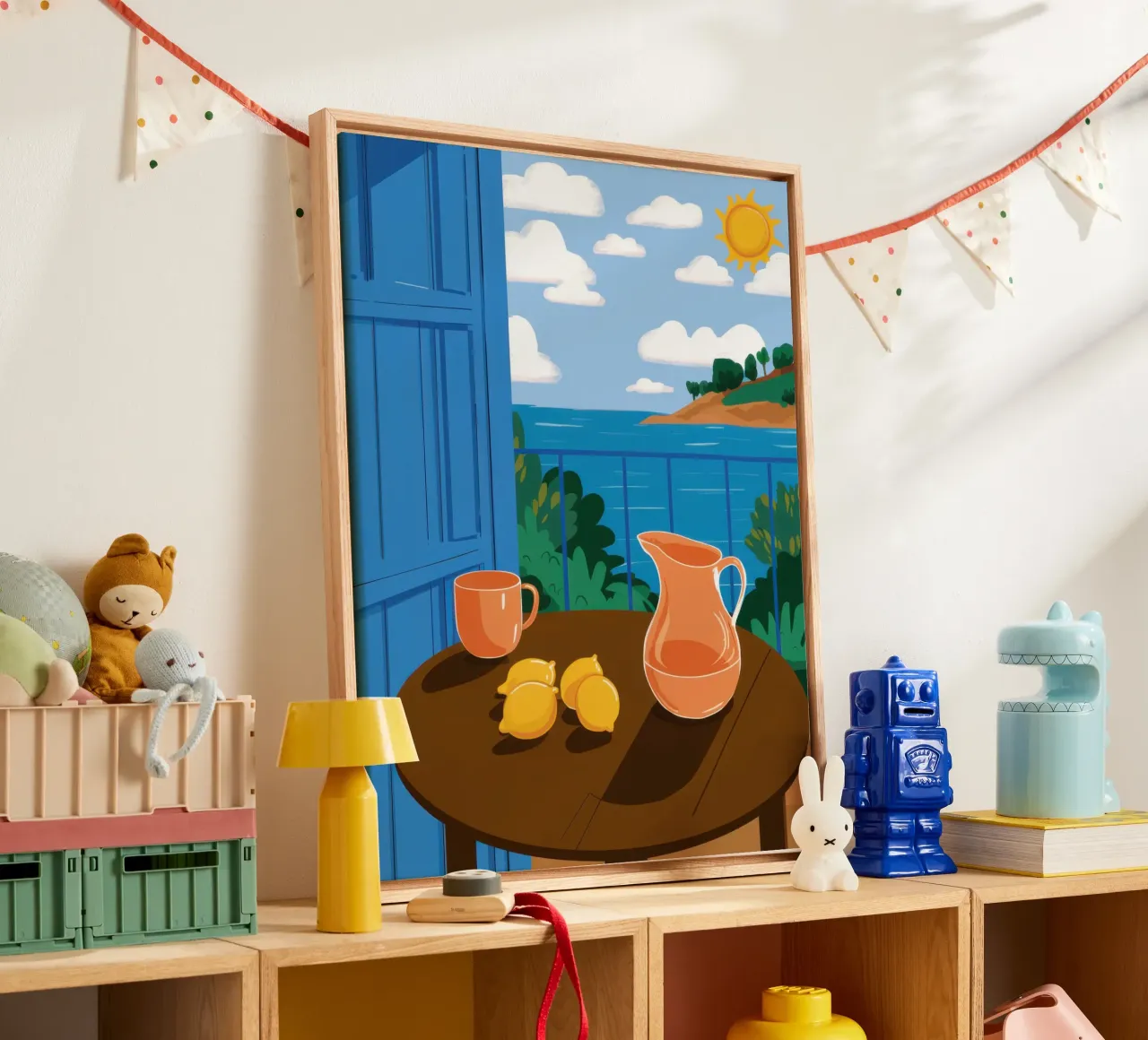 Seaside Citrus Quench canvas with Floater frame by Giant Foxs