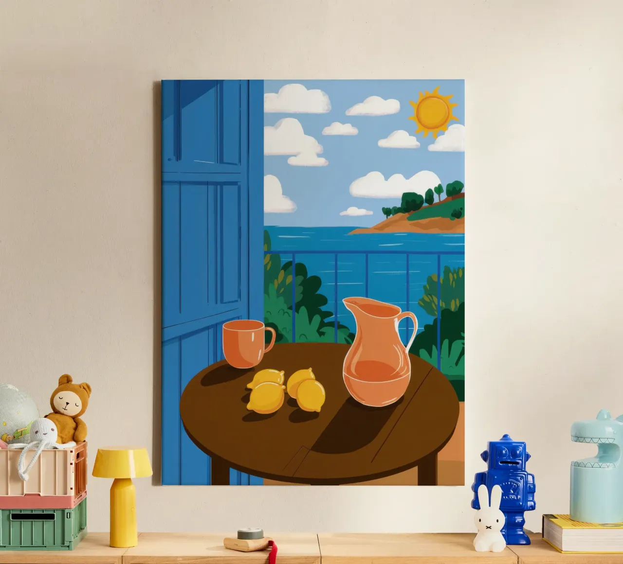 Seaside Citrus Quench canvas with Floater frame by Giant Foxs