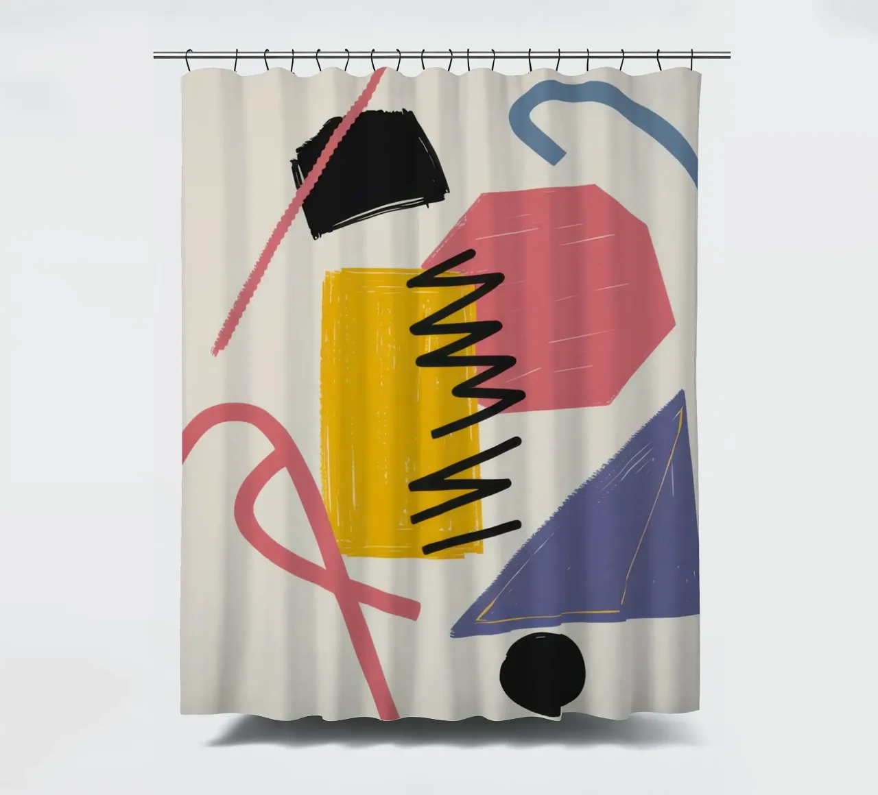 Cubist Playful Balance shower curtain by Prism Ritual