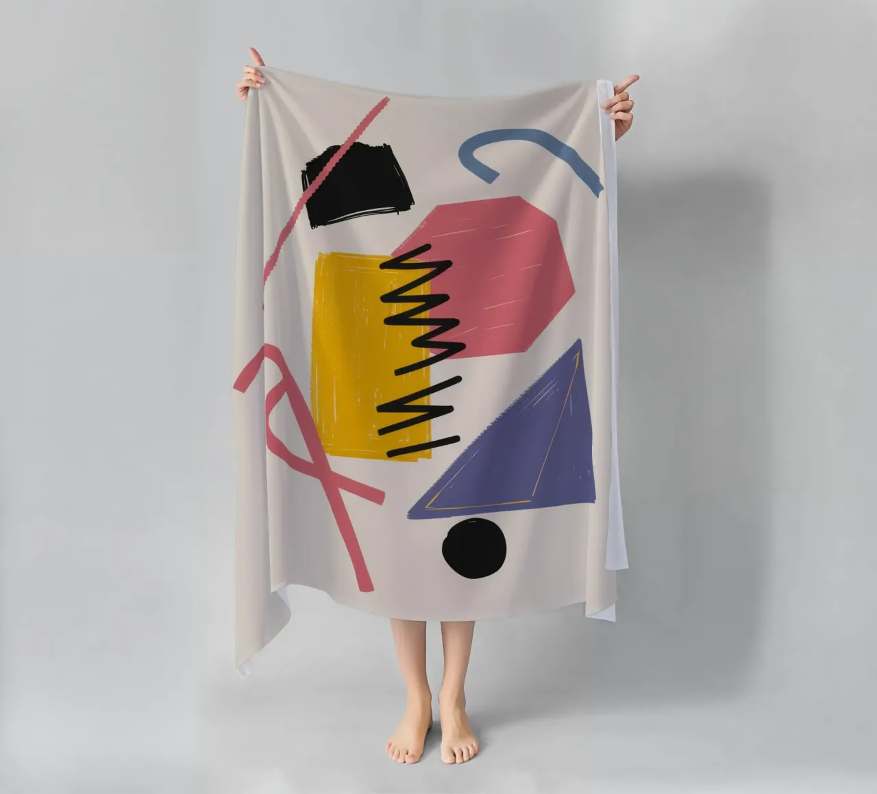 Cubist Playful Balance beach towel by Prism Ritual