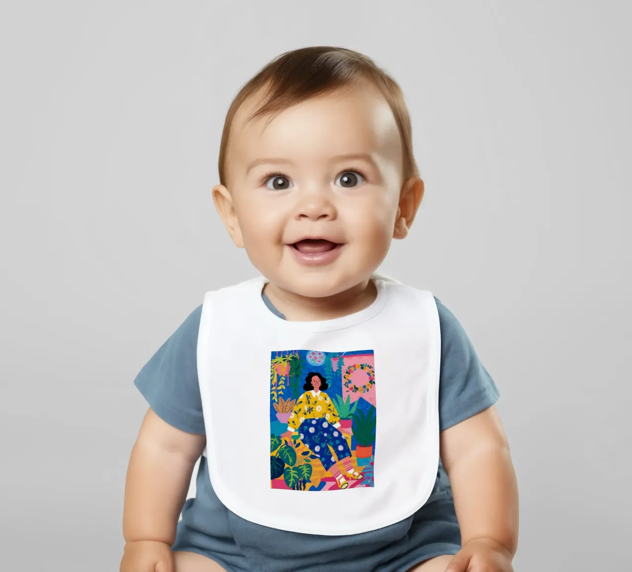 Drowning in Dahlias baby bib by Ink Pulse