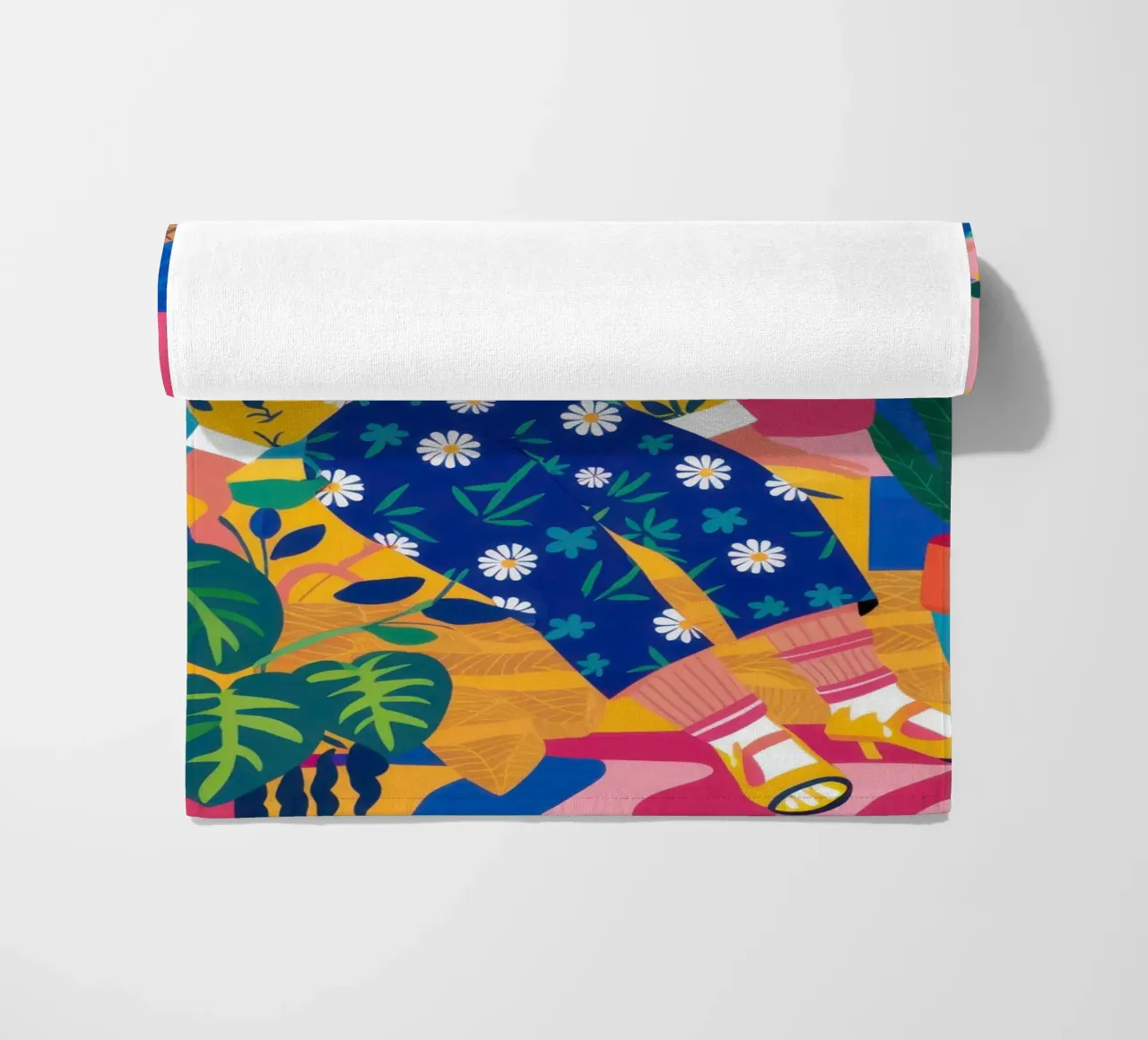 Drowning in Dahlias beach towel by Ink Pulse