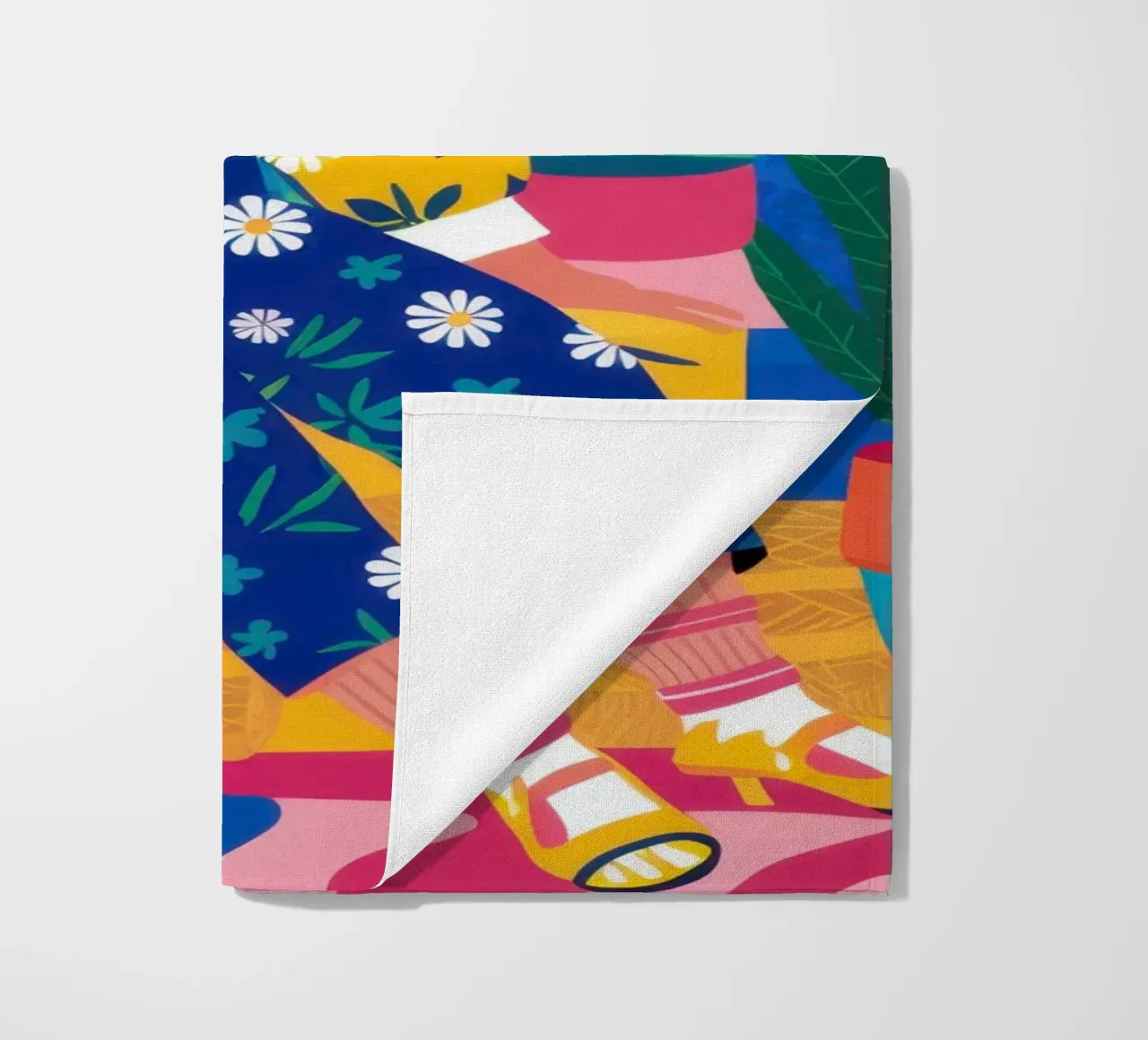 Drowning in Dahlias beach towel by Ink Pulse
