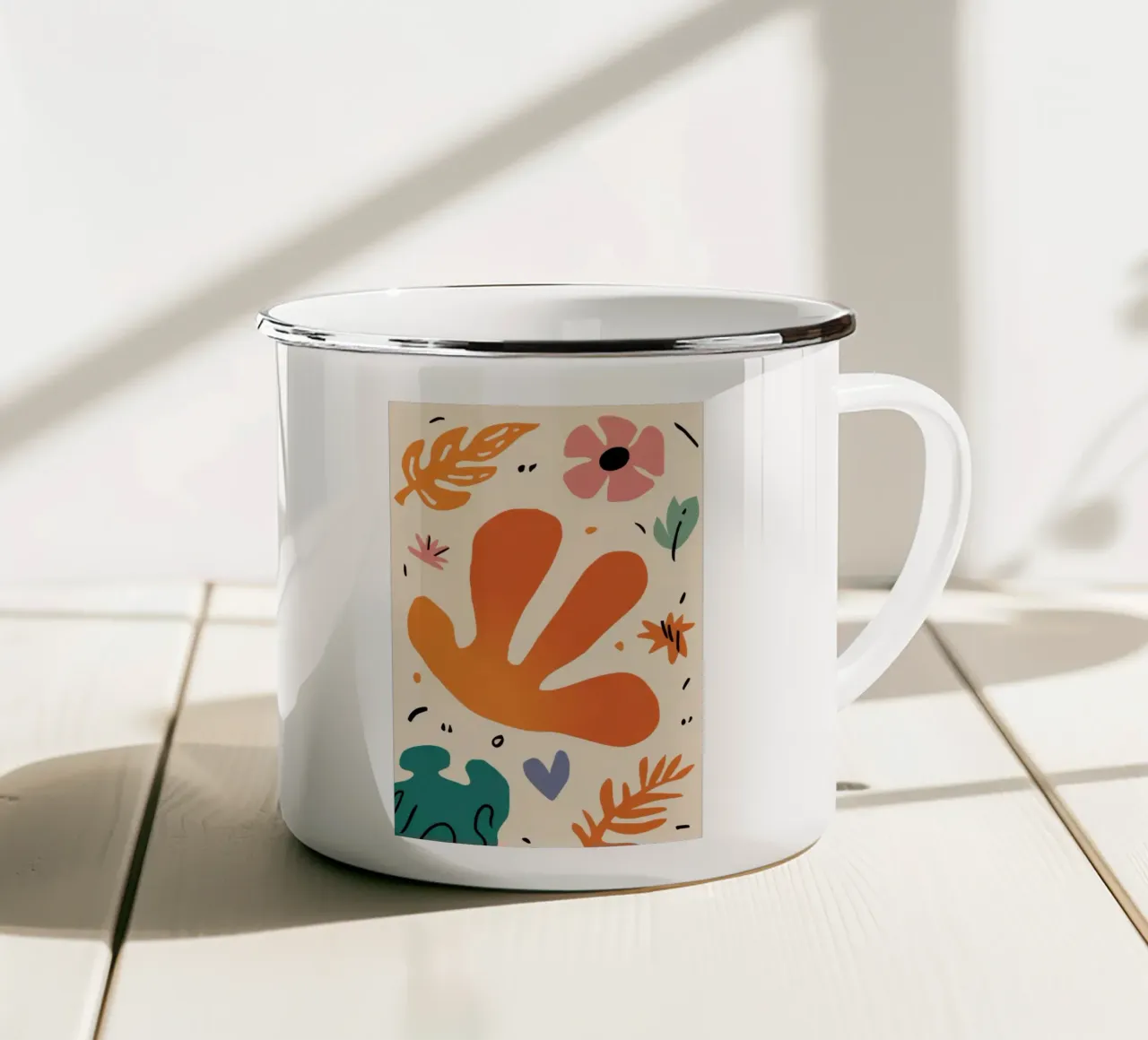 Collage di foglie pastello tazza in smalto da Mythy Brush