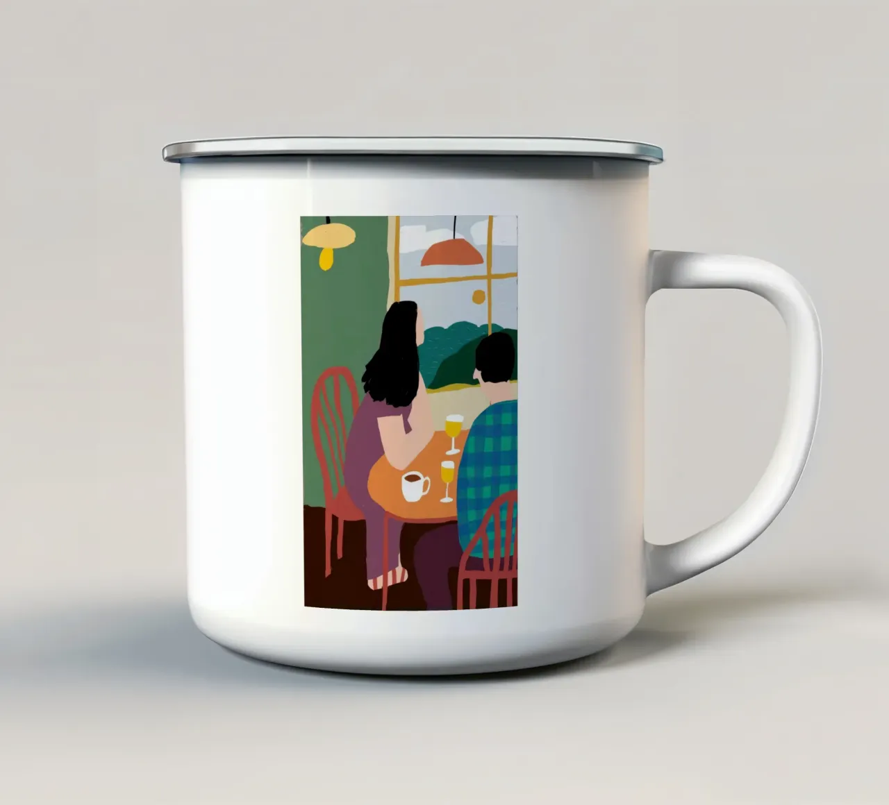La calda conversazione del caffè tazza in smalto da Giant Foxs