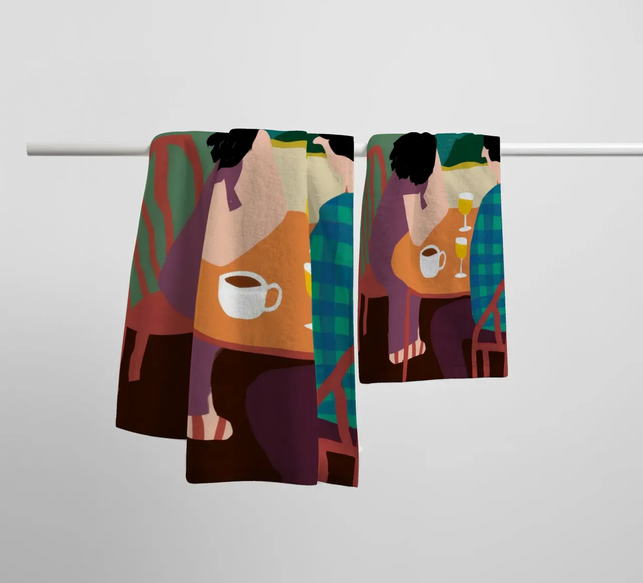 La calda conversazione del caffè asciugamano da bagno da Giant Foxs