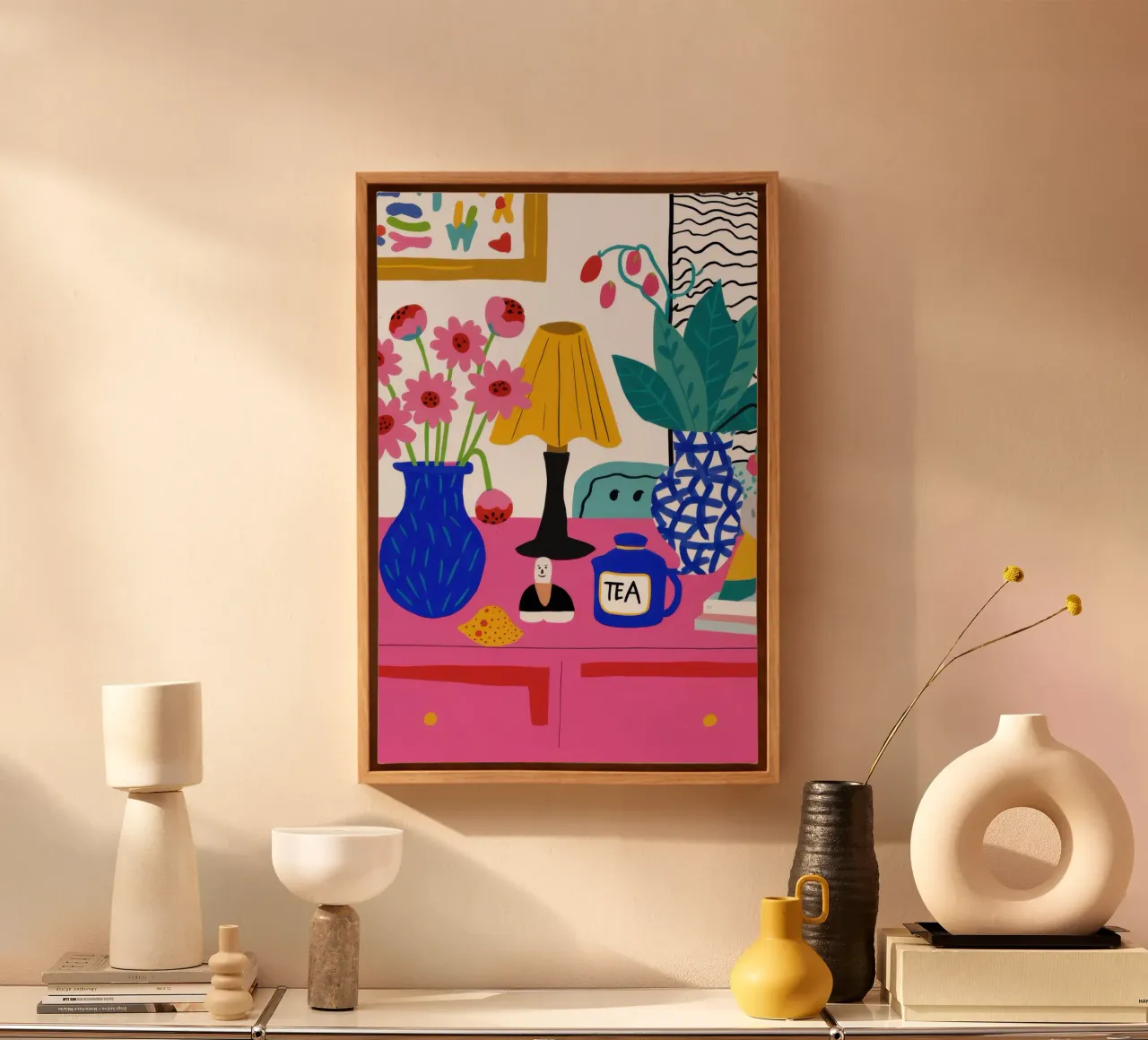 Maximalist Tea Time canvas by Flock Reverie
