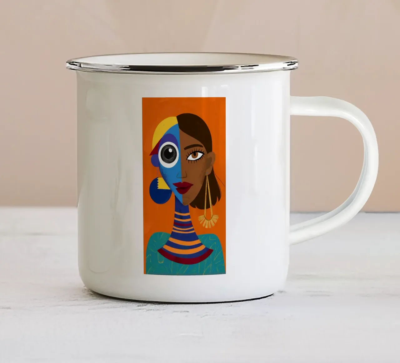 Sguardo azzurro dorato tazza in smalto da Prism Ritual