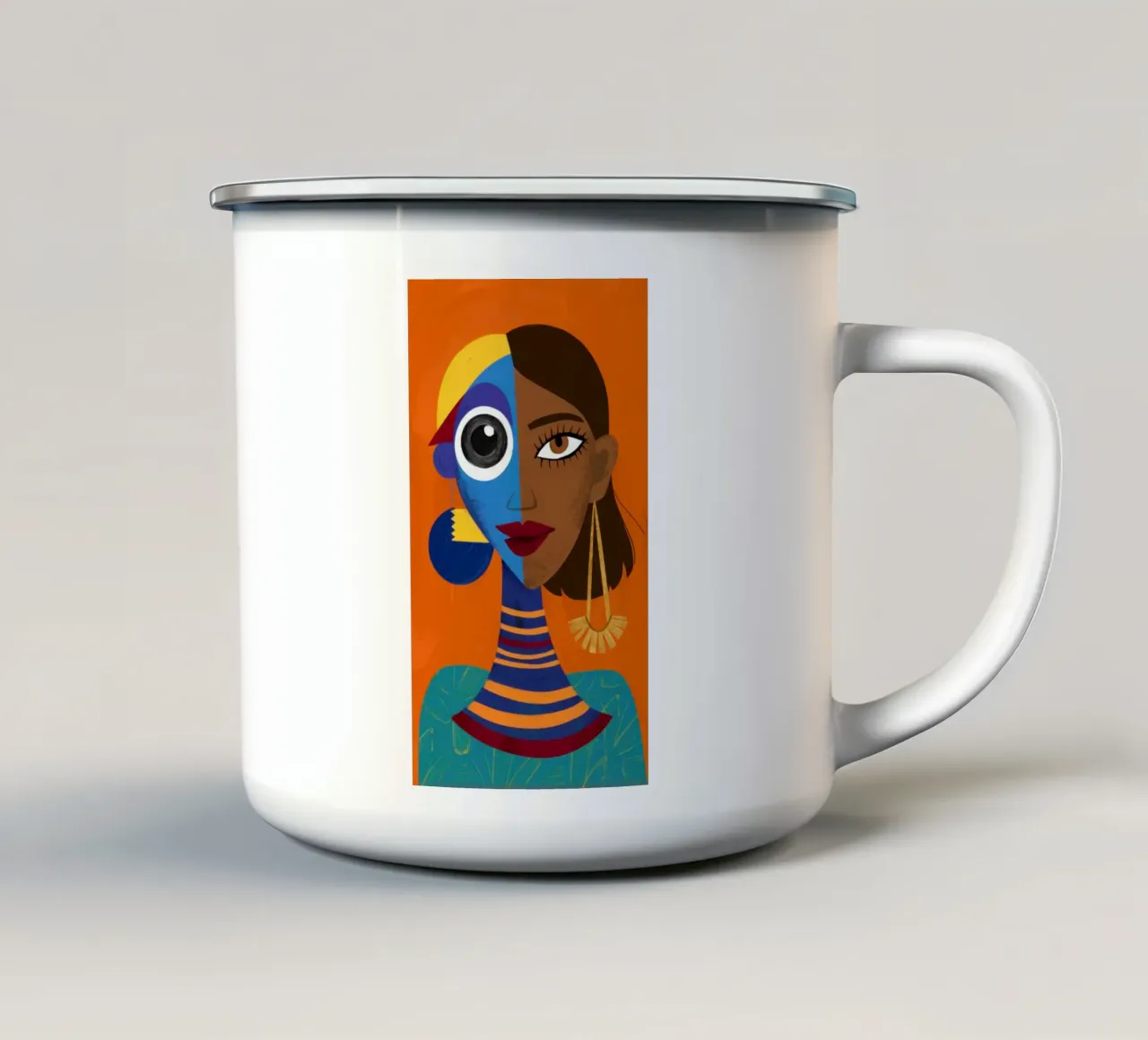 Sguardo azzurro dorato tazza in smalto da Prism Ritual