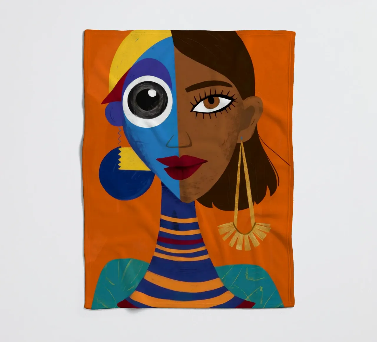 Azure Gilded Gaze fleece blanket by Prism Ritual