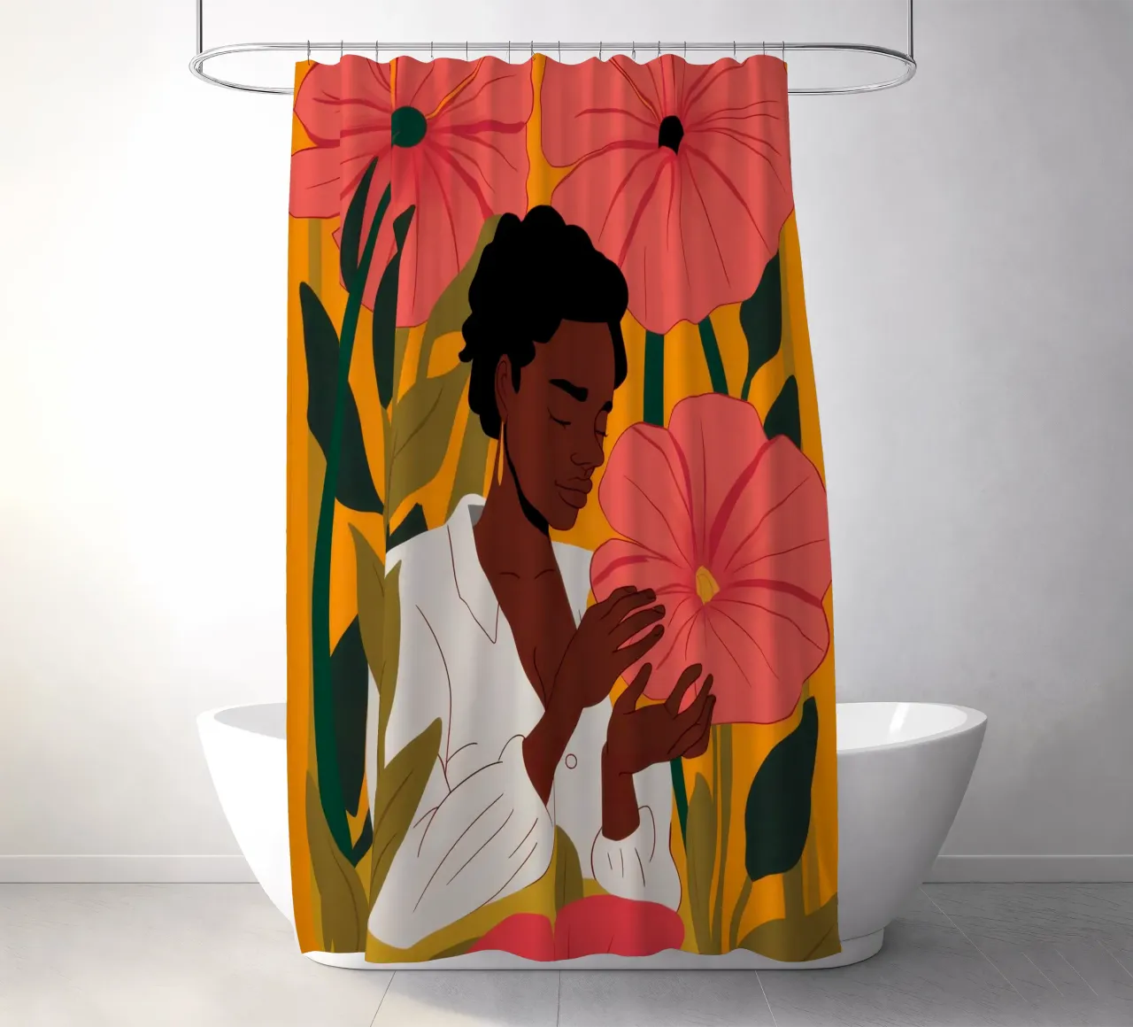 Dahlia Divine Embrace shower curtain by Prism Ritual