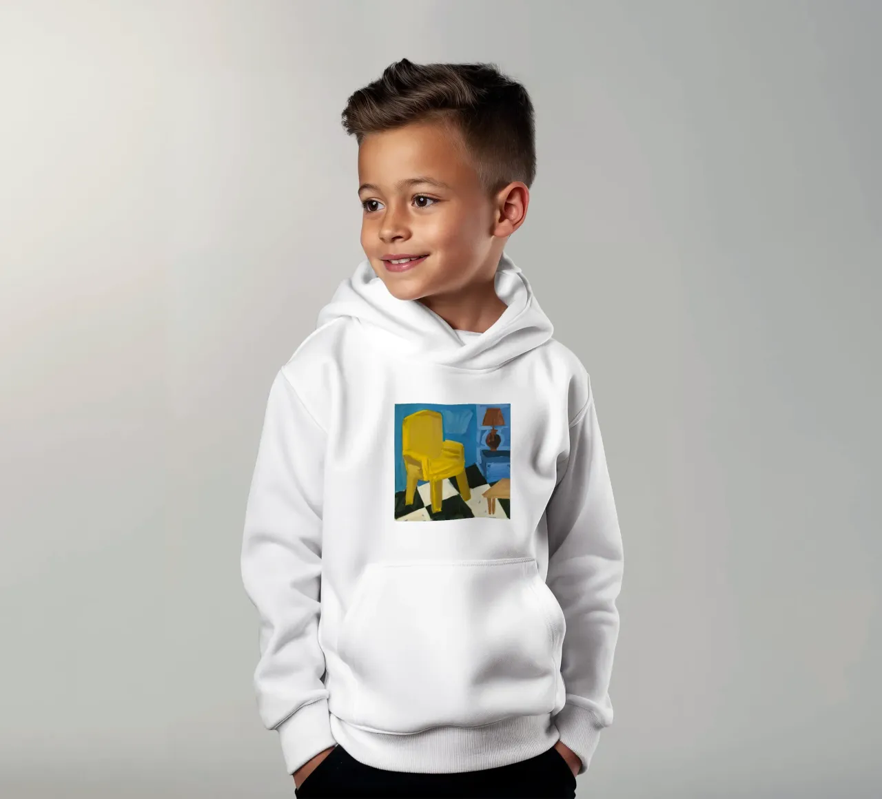 The Yellow Chair kids hoodie by Mythy Brush