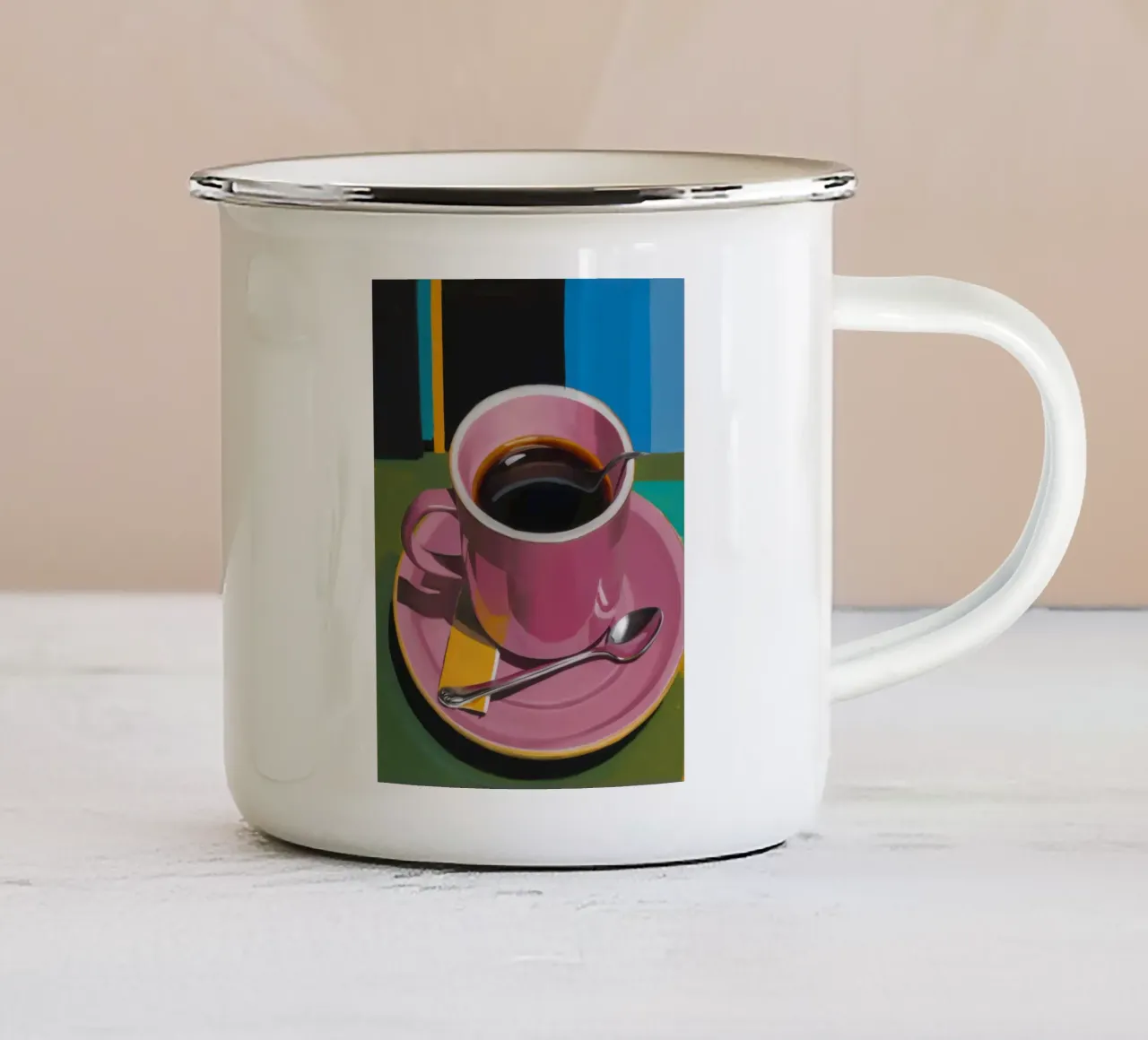Momento caffè Cerise tazza in smalto da Giant Foxs