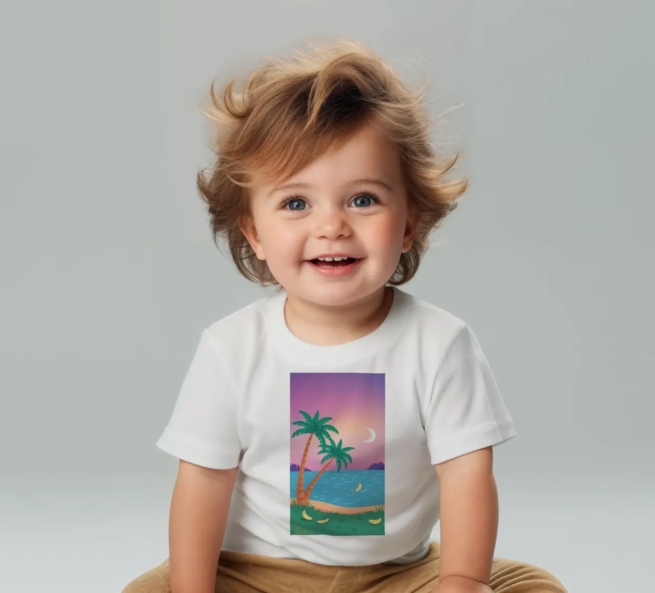 Bahía tropical iluminada por la luna camiseta de bebé de Mythy Brush