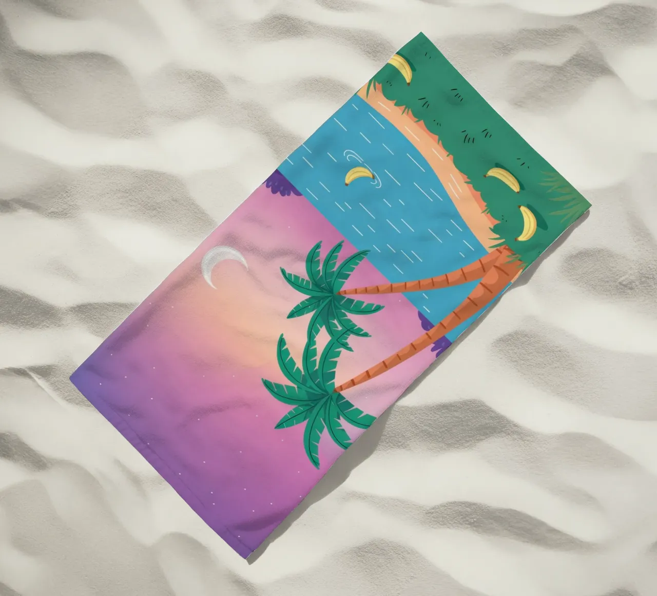 Baia tropicale illuminata dalla luna telo mare da Mythy Brush