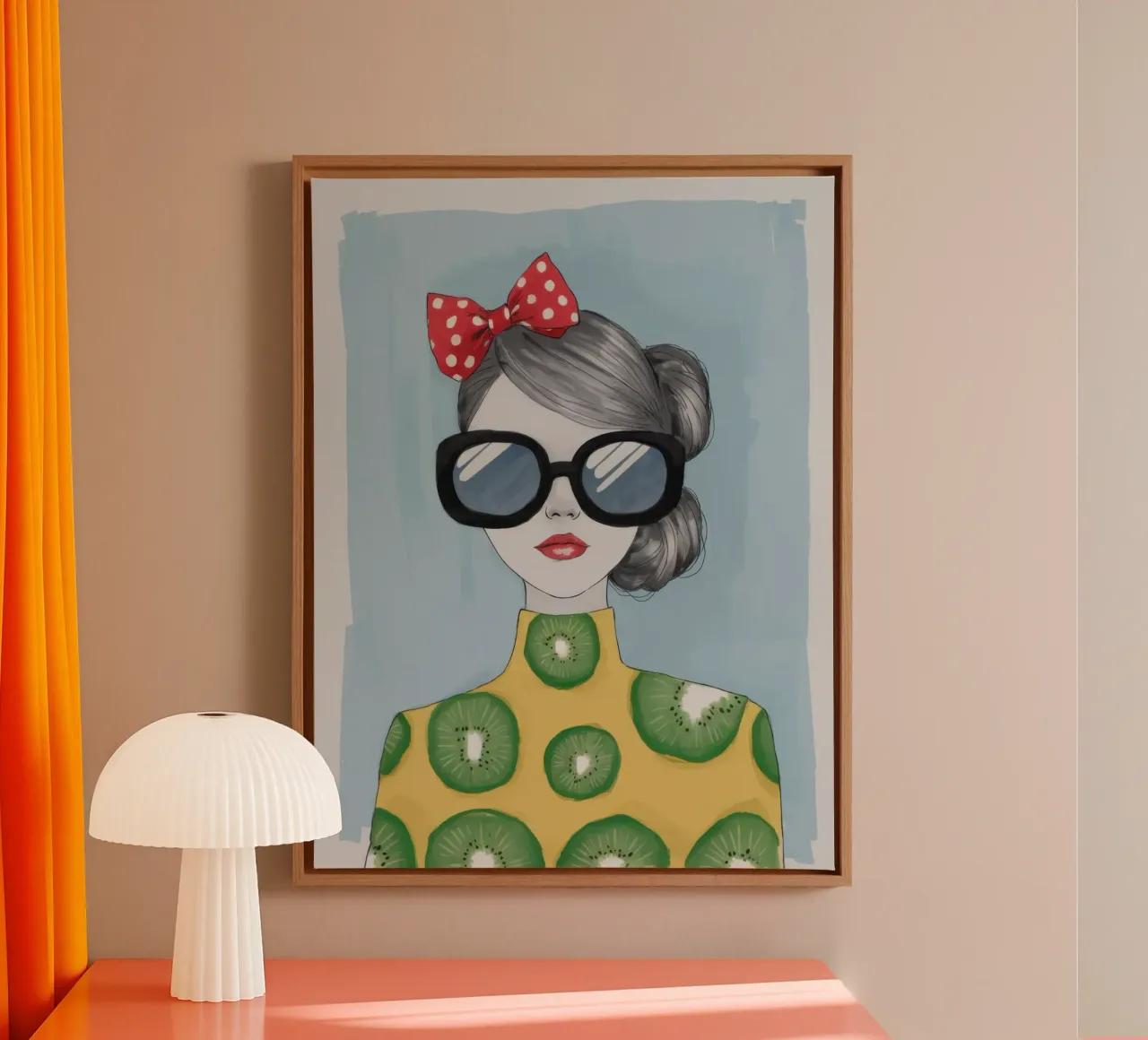 Retro a pois chic tela con Cornice a cassetta da Giant Foxs