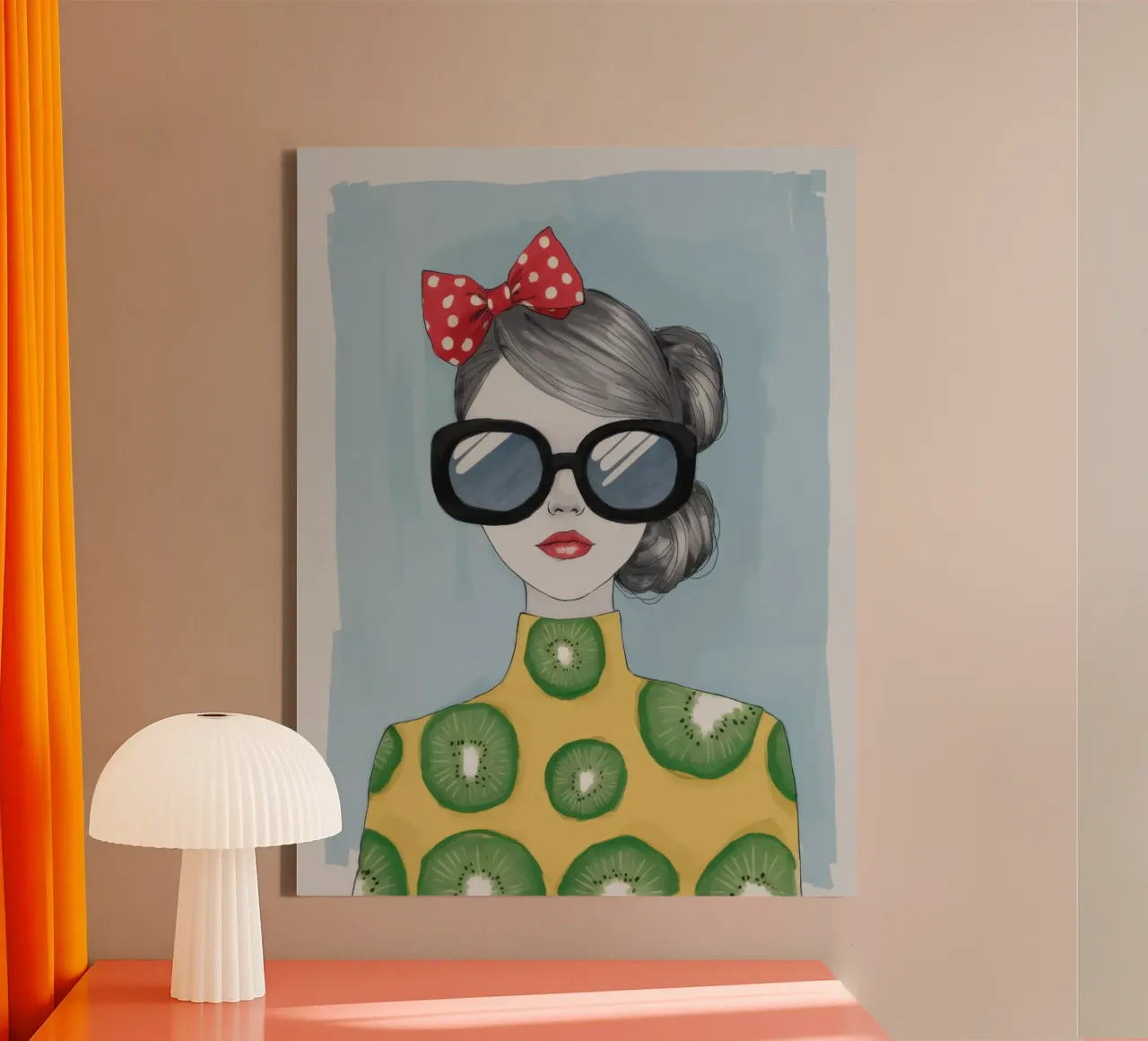 Retro a pois chic tela con Cornice a cassetta da Giant Foxs