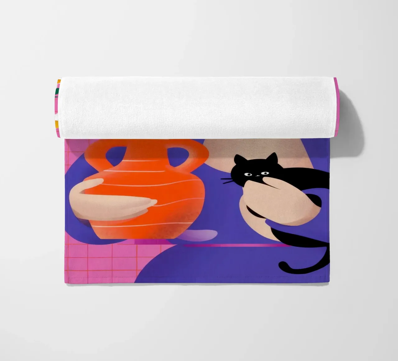 L'artista e il suo gatto telo mare da Ink Pulse