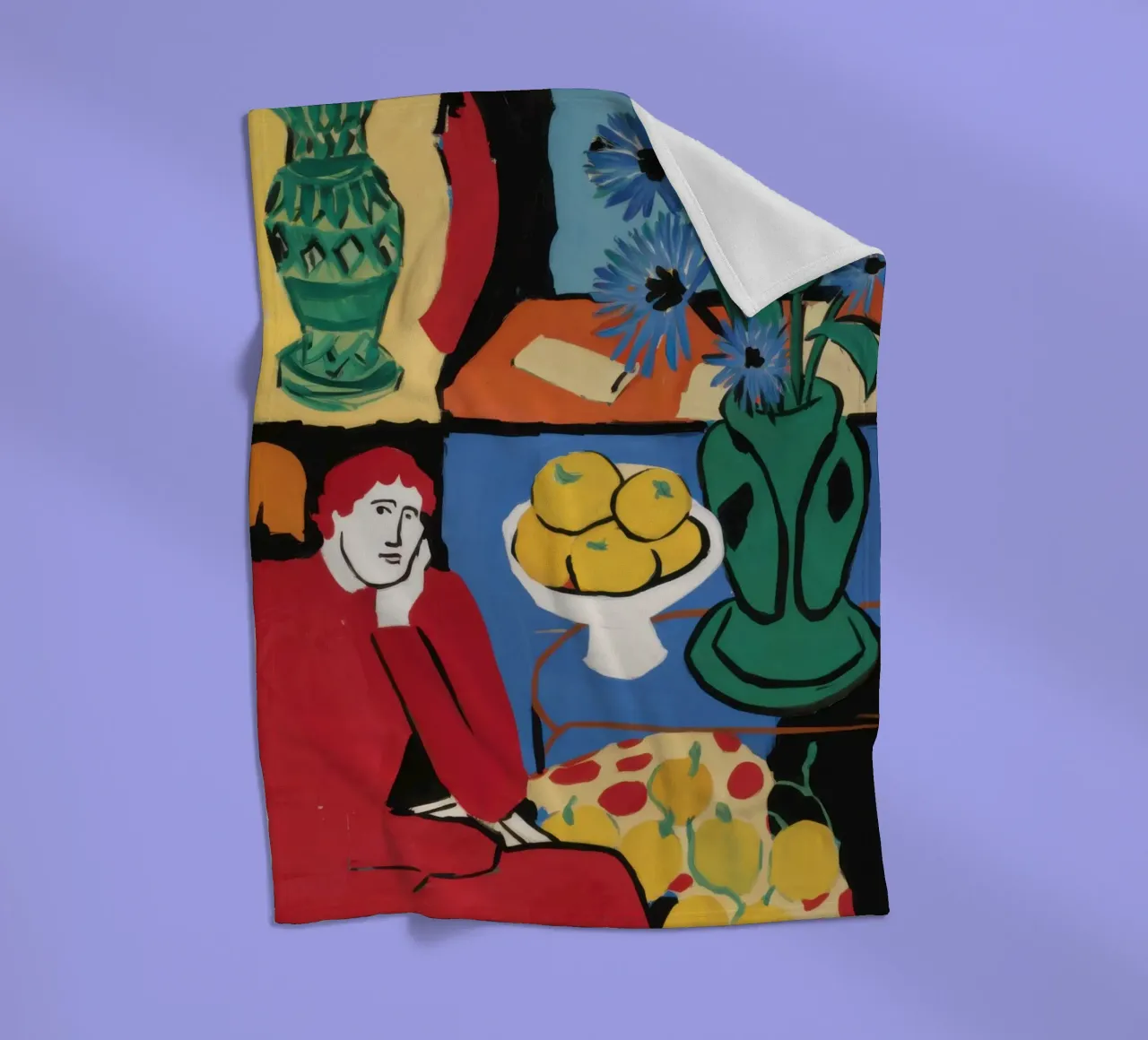 Cubist Abundant Table fleece blanket by Prism Ritual