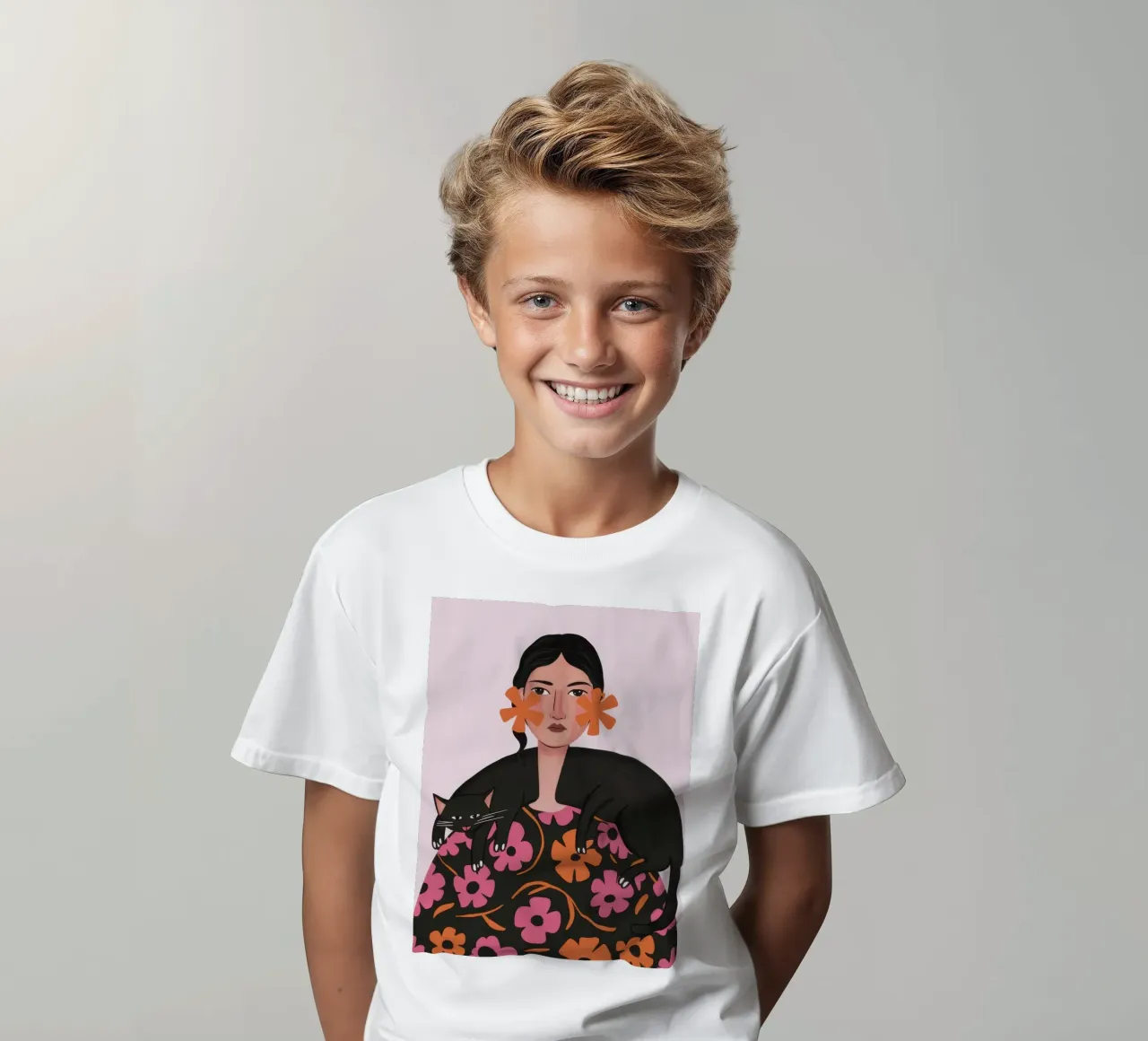 Her Floral Familiar kids t-shirt by Mythy Brush
