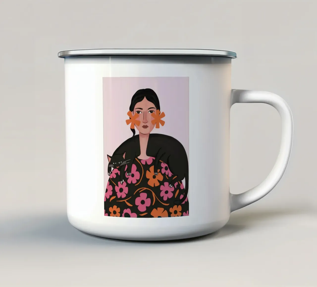 Il suo familiare floreale tazza in smalto da Mythy Brush