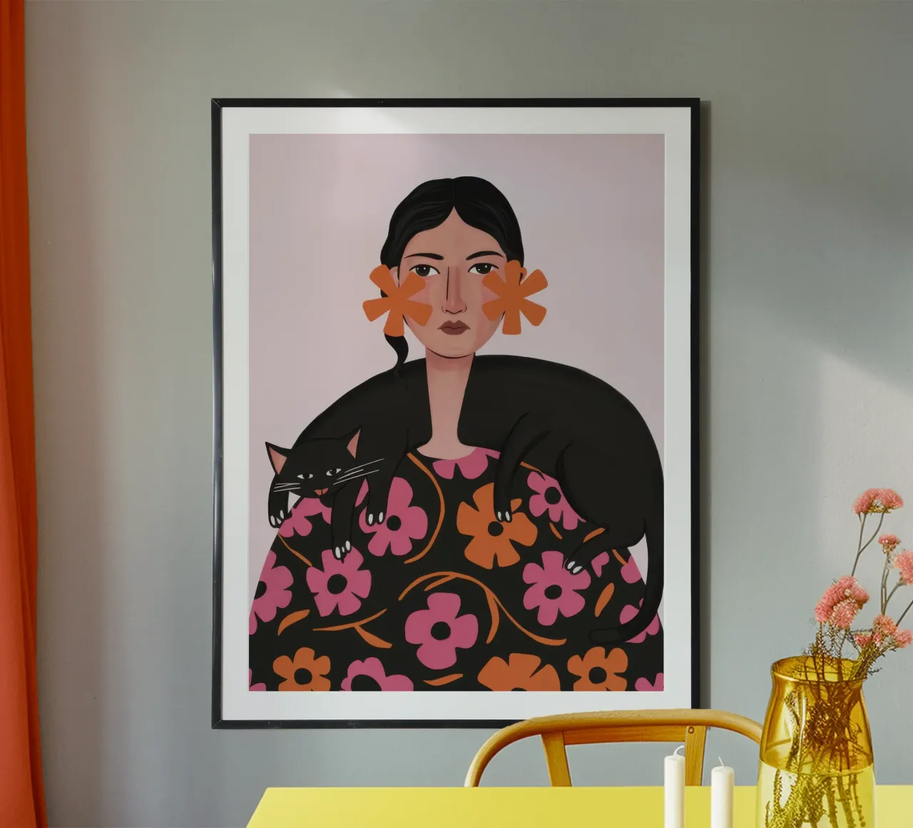Il suo familiare floreale poster con telaio in legno da Mythy Brush