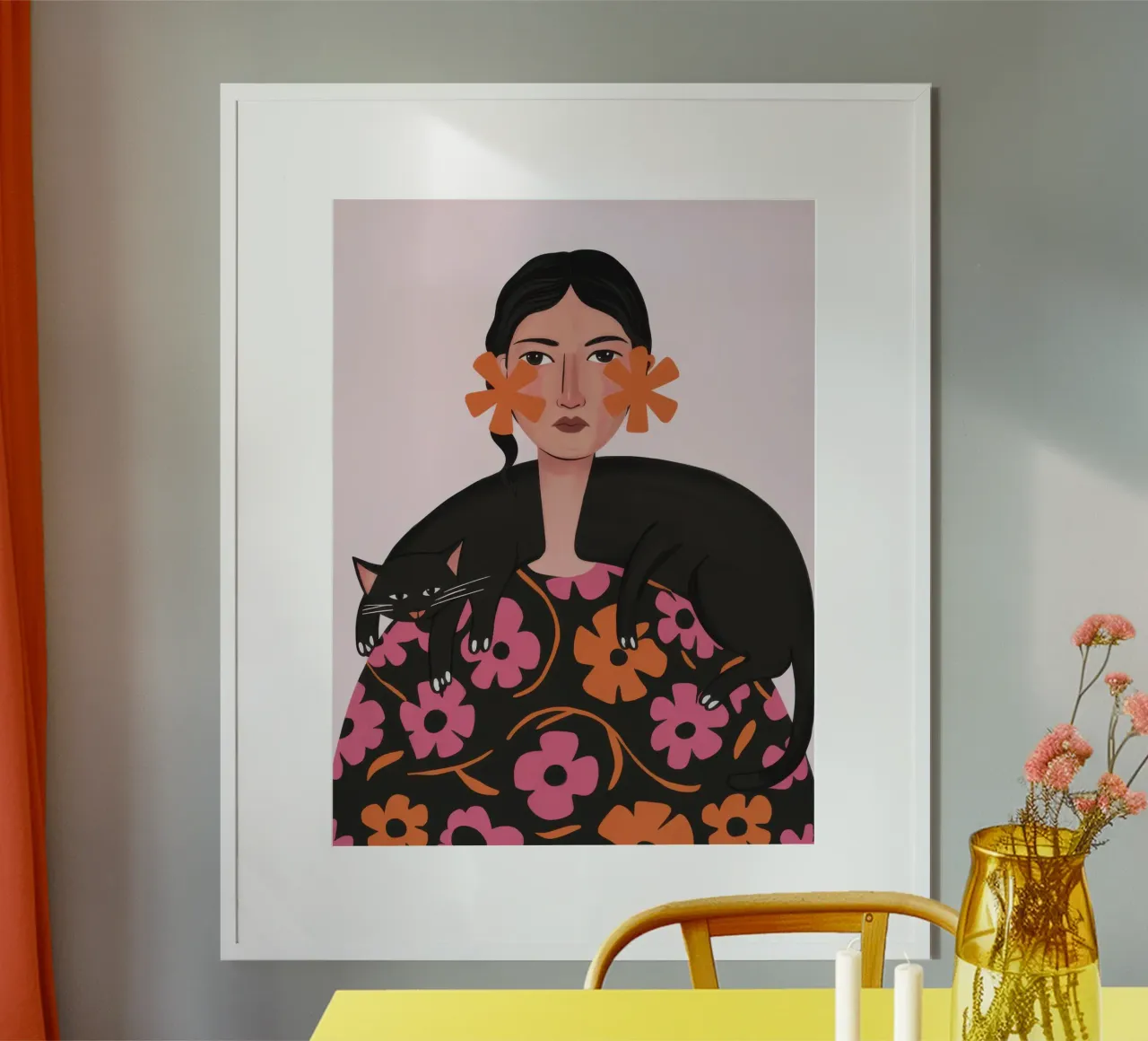 Il suo familiare floreale poster con telaio in legno da Mythy Brush