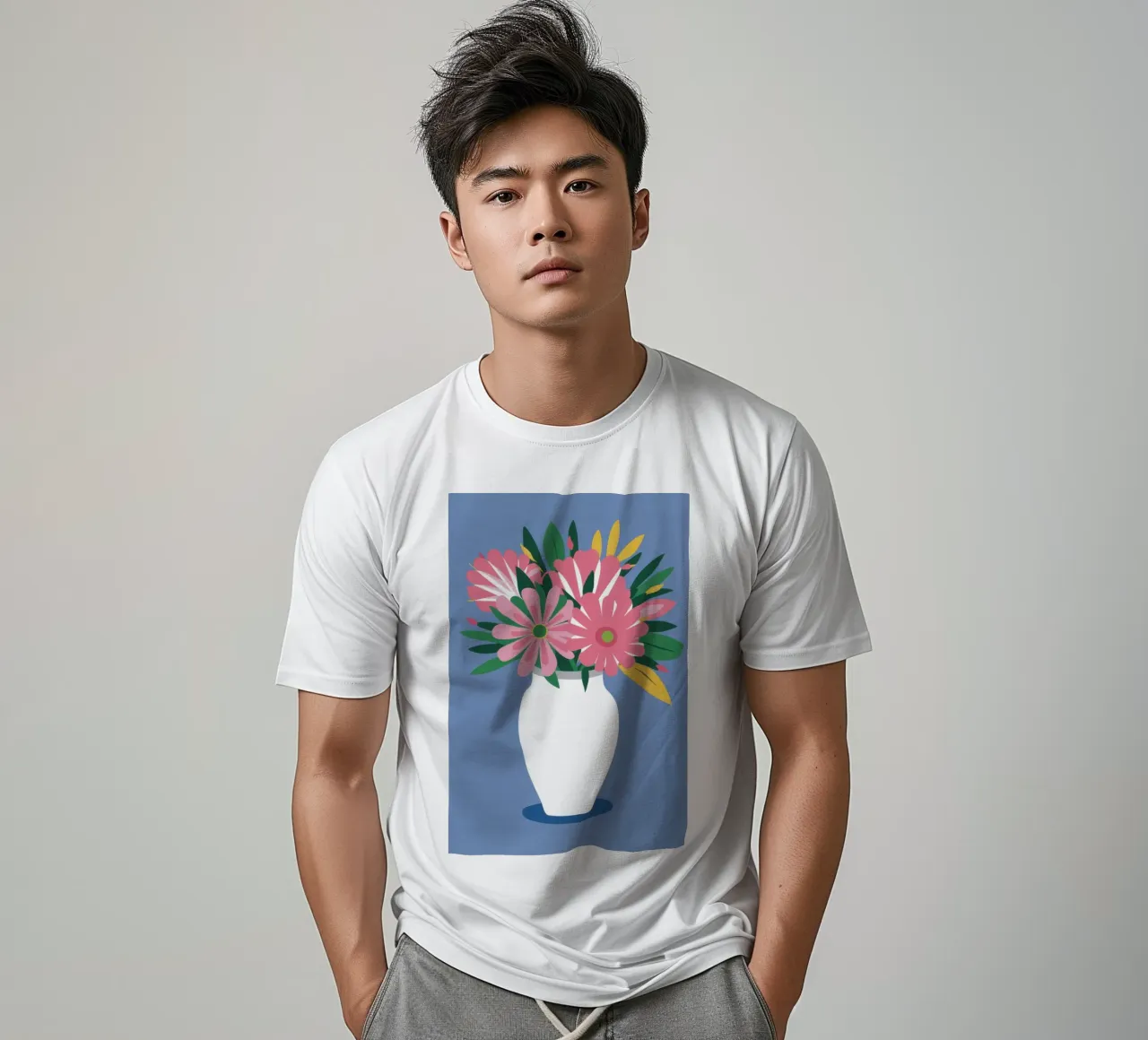 Roze tulpen in vaas t-shirt van Flock Reverie