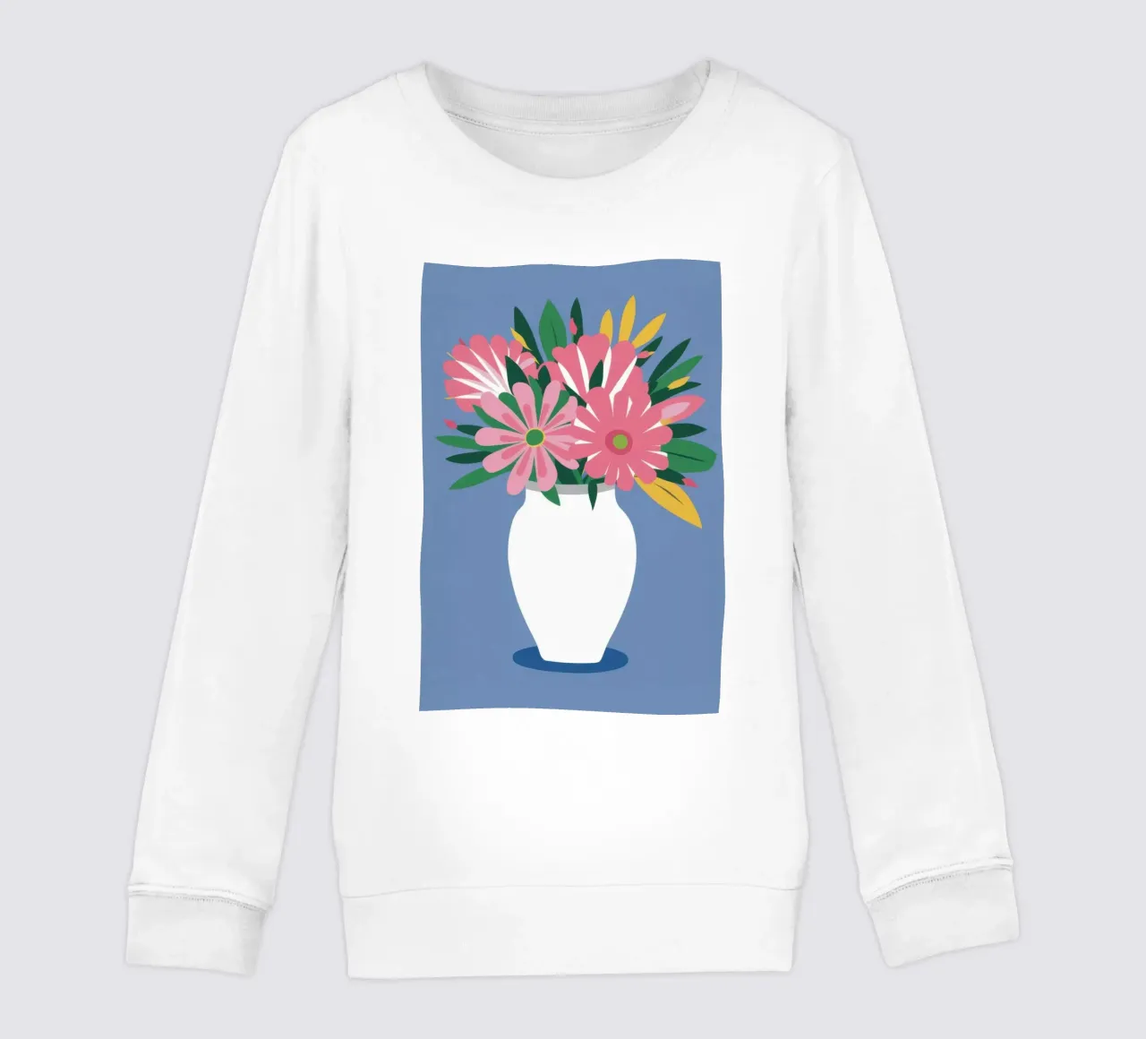 Pink Tulips in Vase kids sweatshirt by Flock Reverie