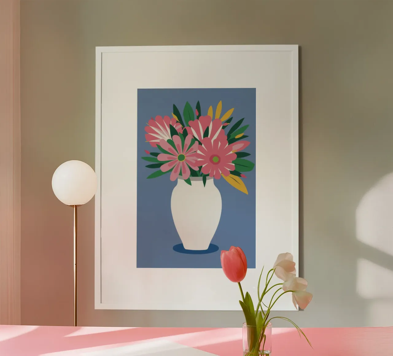 Tulipani rosa in vaso carta hahnemühle da Flock Reverie