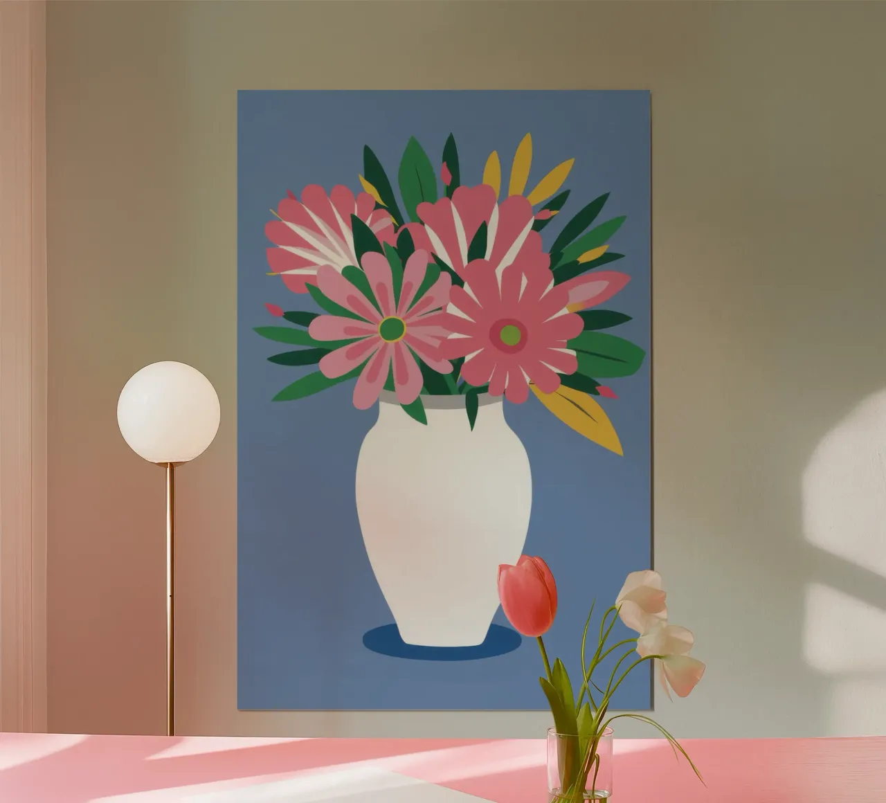 Tulipani rosa in vaso carta hahnemühle da Flock Reverie