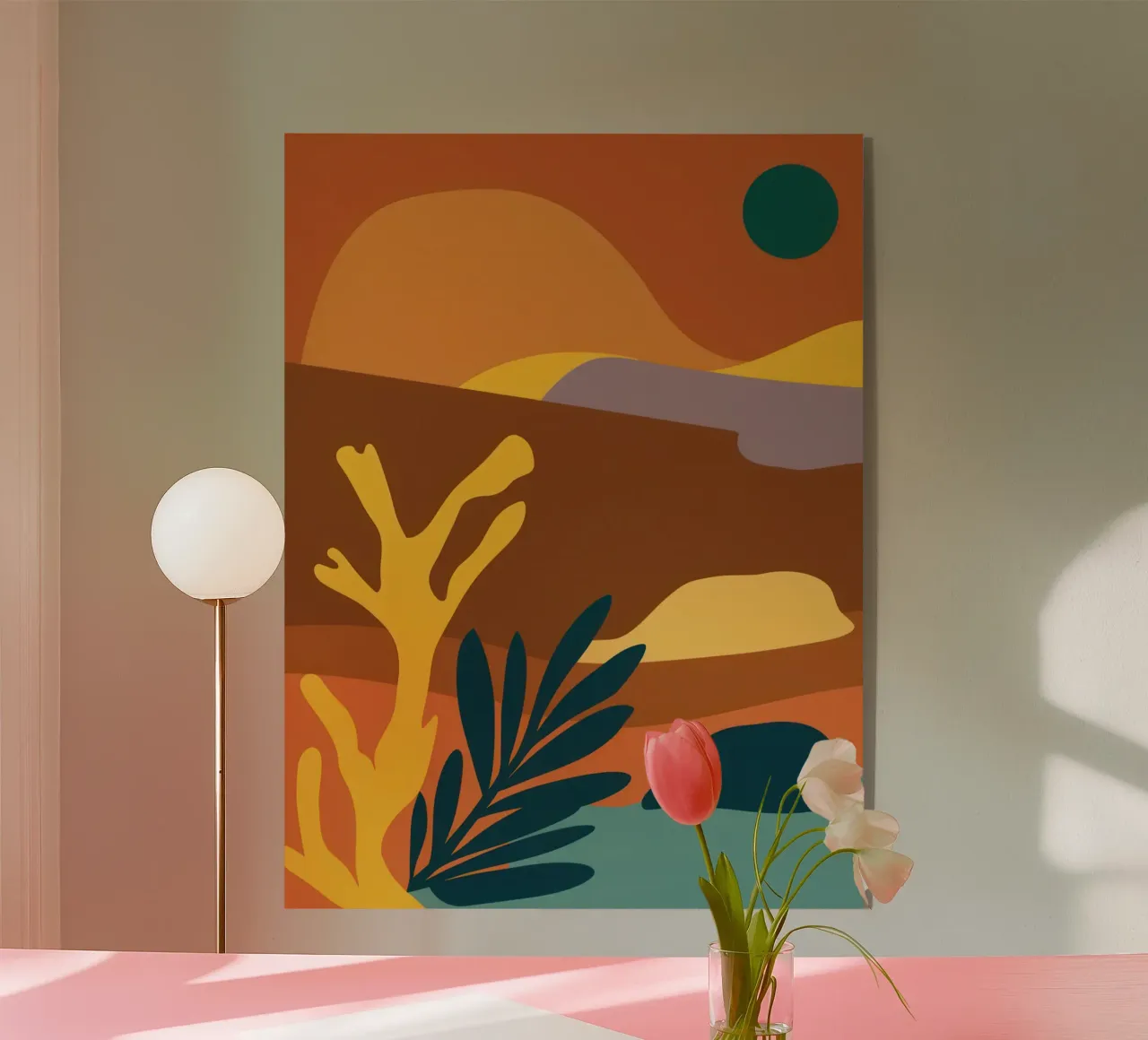 Abstrakter Wüstenhorizont Acryl-Glas von Ink Pulse