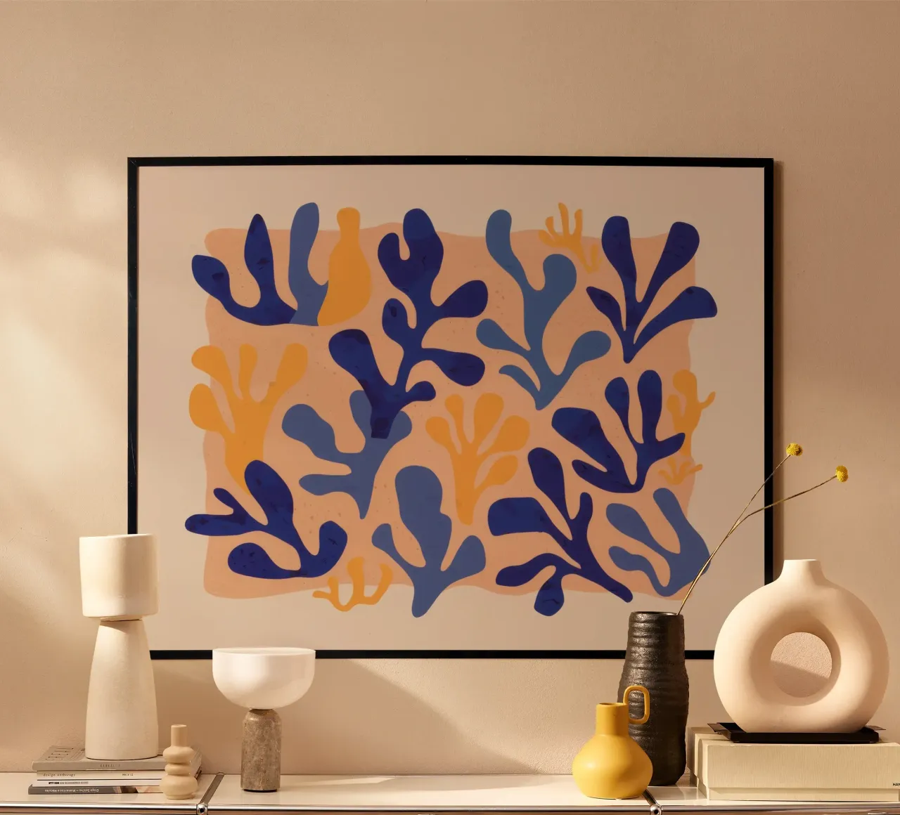 Golden and Blue Foliage hahnemühle by Mythy Brush