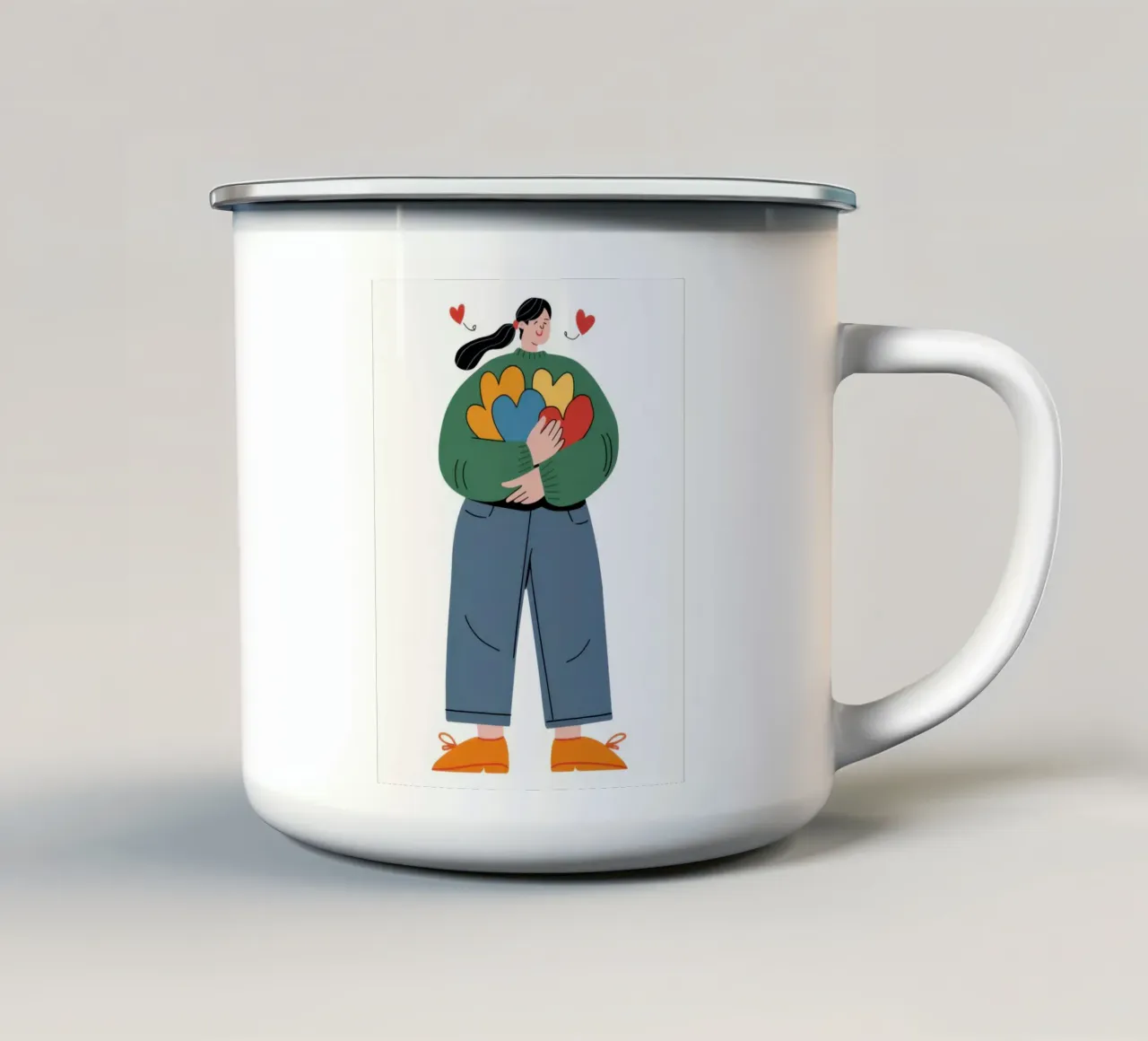 Regalo floreale di cuore tazza in smalto da Giant Foxs