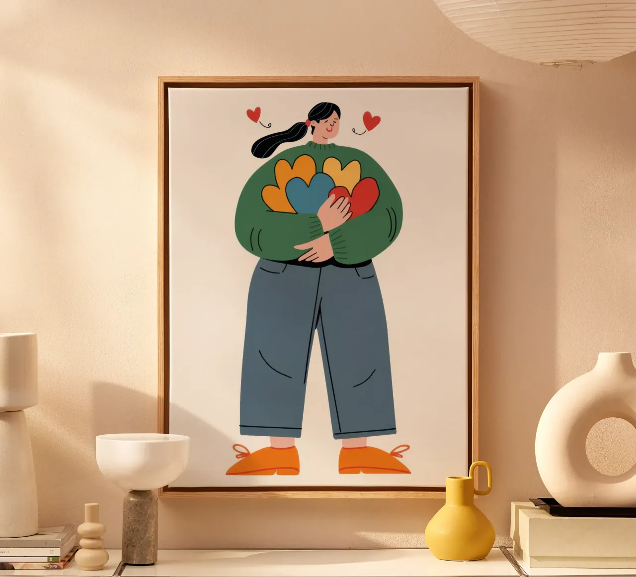 Hartelijk bloemencadeau canvas met Baklijst van Giant Foxs