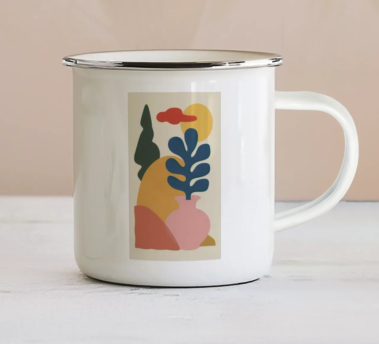 Earthen Leaf Balance enamel mug by Prism Ritual