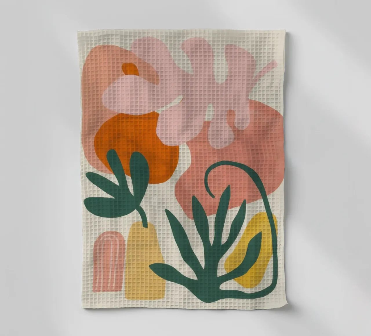 Speelse abstracte tuin theedoek van Flock Reverie